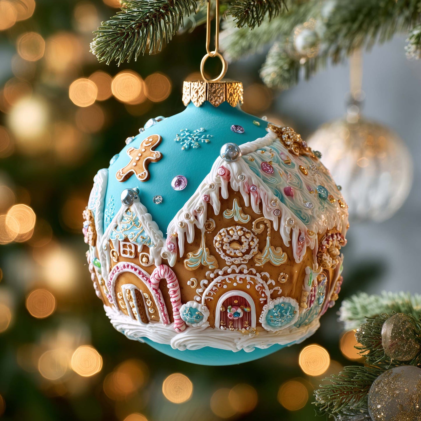 Gingerbread Village Christmas Mica Ornament GFSPQM282