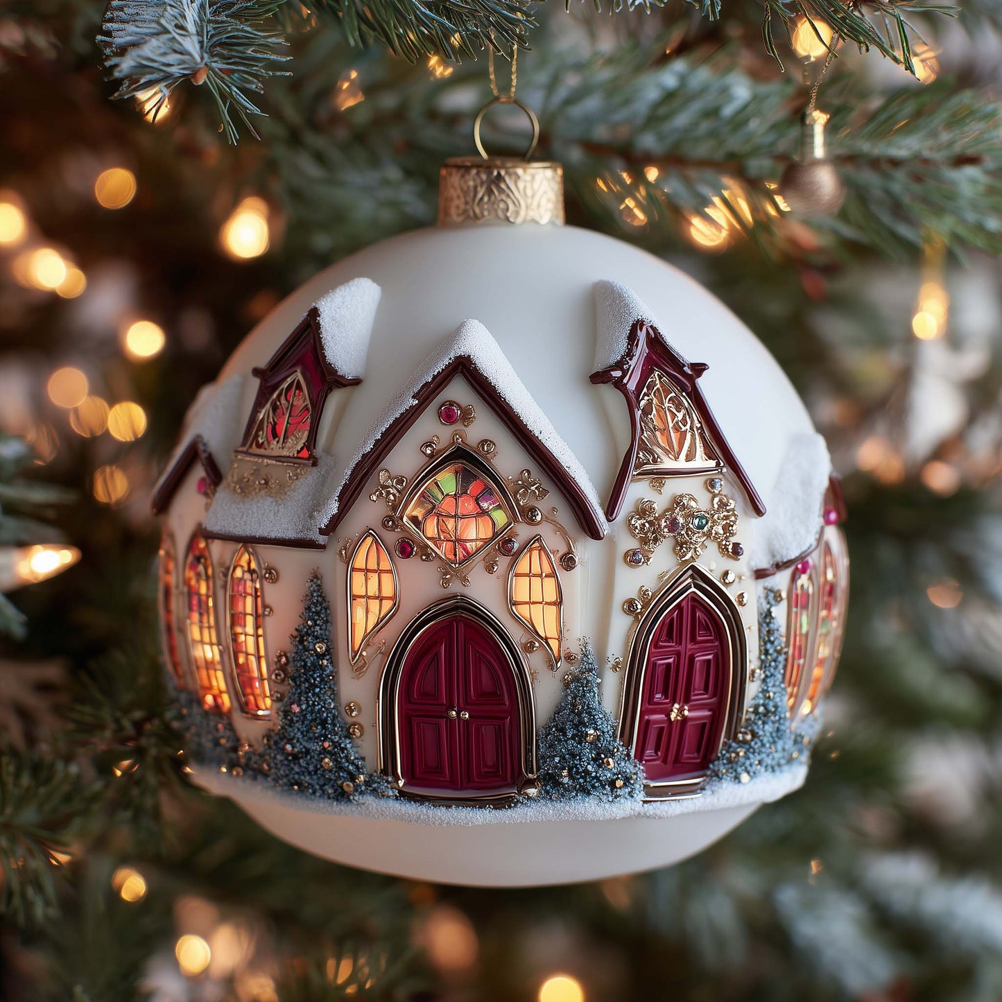 Gothic Church Christmas Mica Ornament GFSPQM284