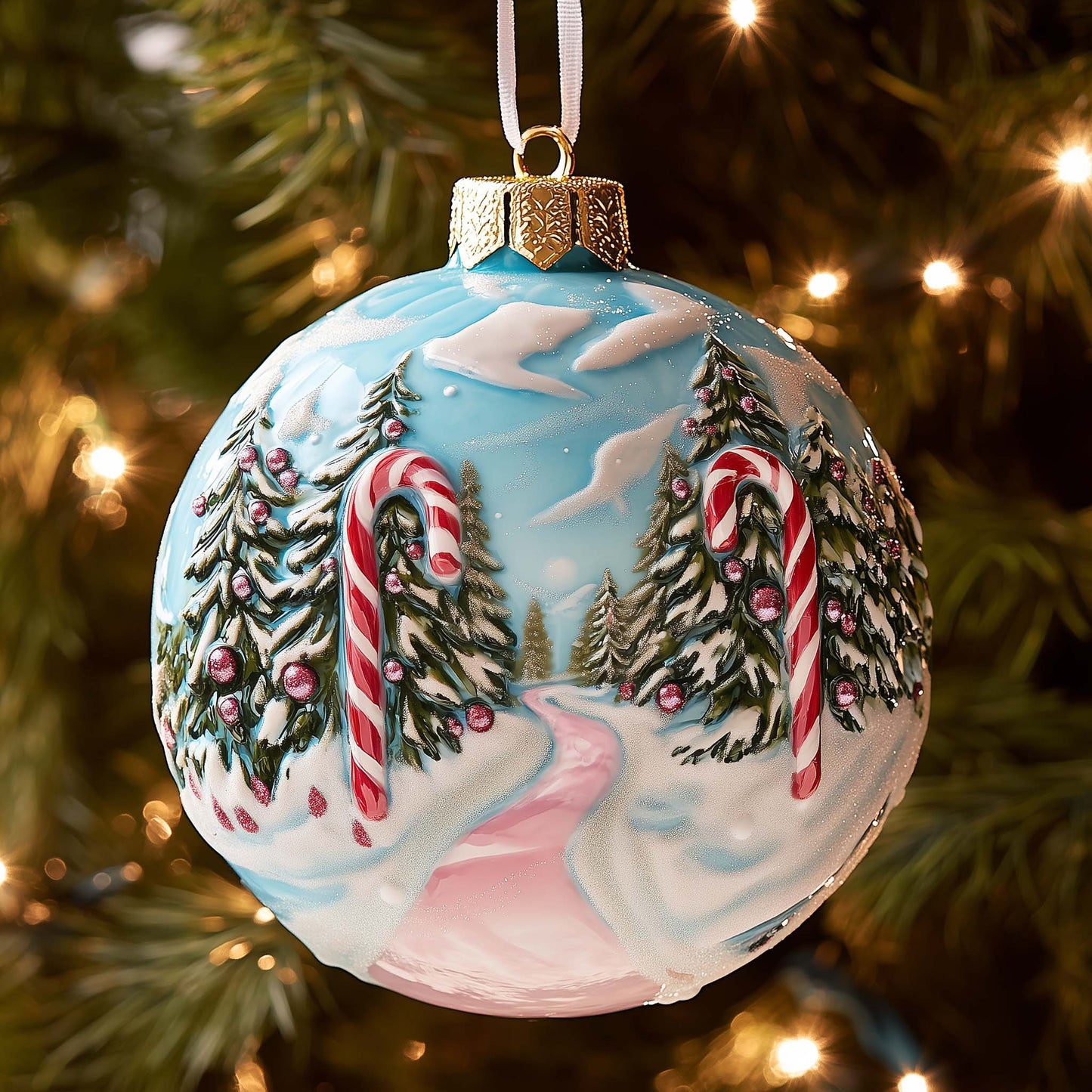 Peppermint Path Christmas Mica Ornament GFSPQM299