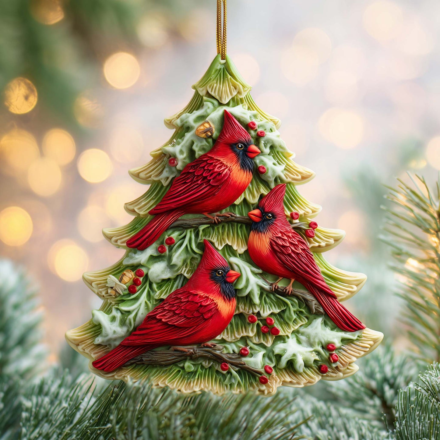 Cardinal Trio Christmas Mica Ornament GFSPQM31