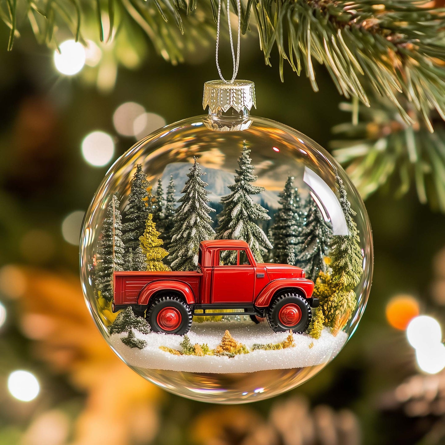 Forest Truck Christmas Mica Ornament GFSPQM313