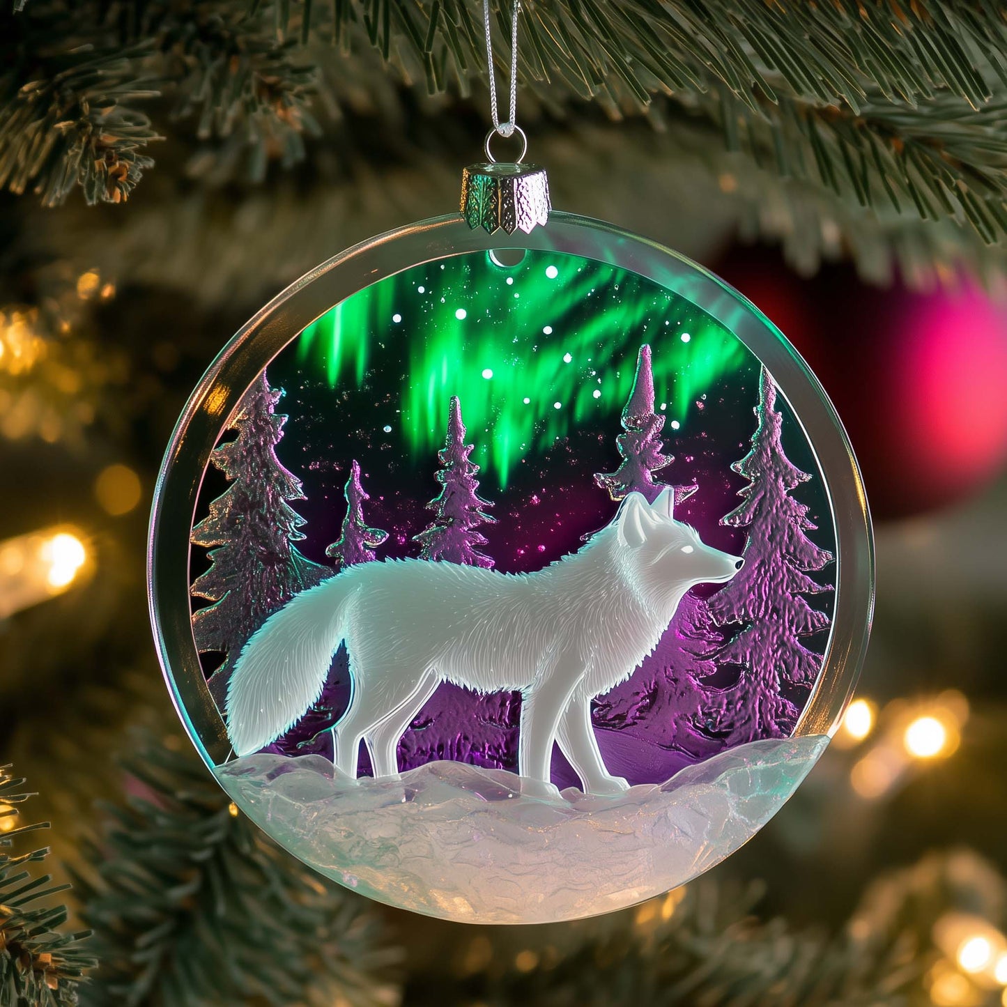 Northern Fox Christmas Mica Ornament GFSPQM340