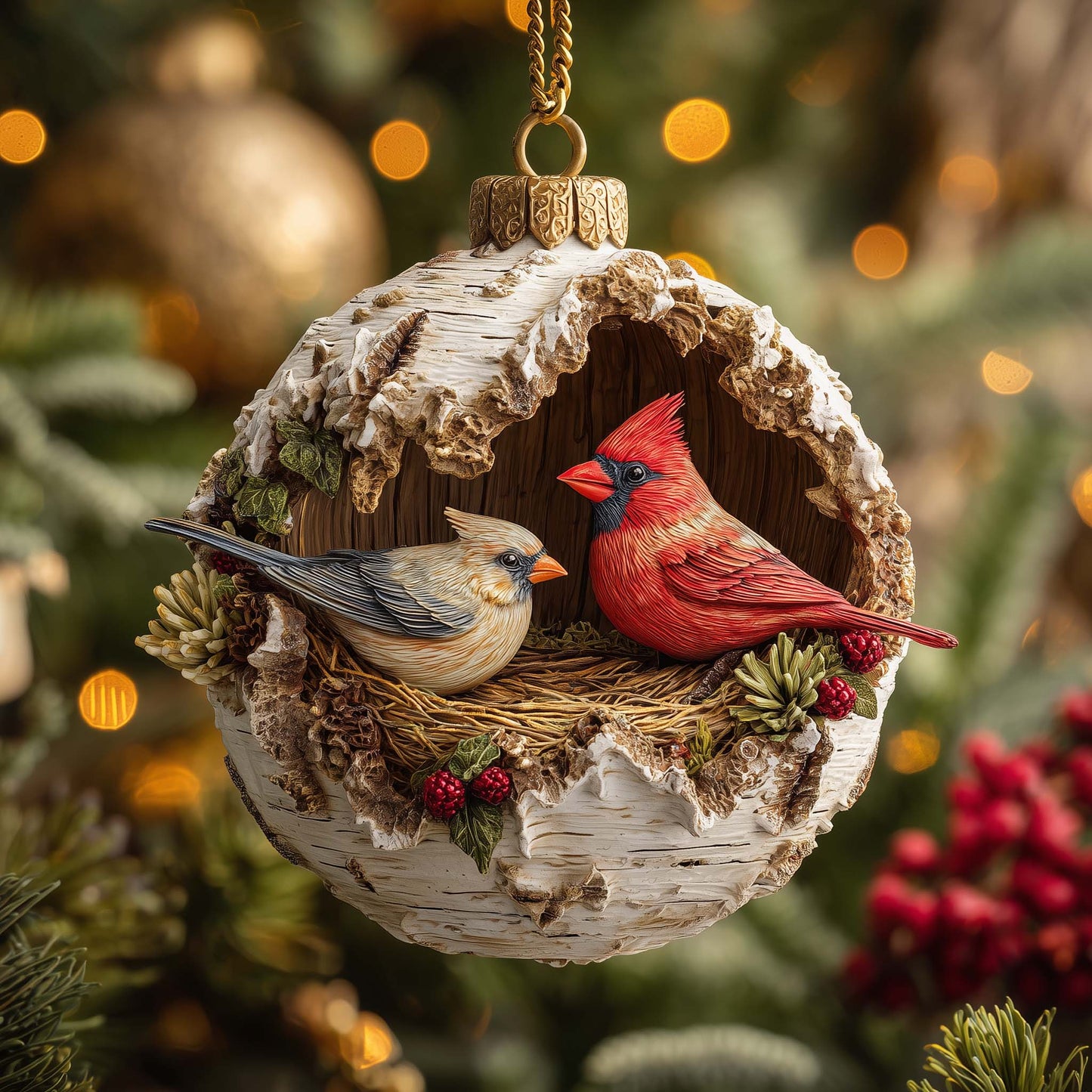 Nested Cardinals Christmas Mica Ornament GFSPQM344