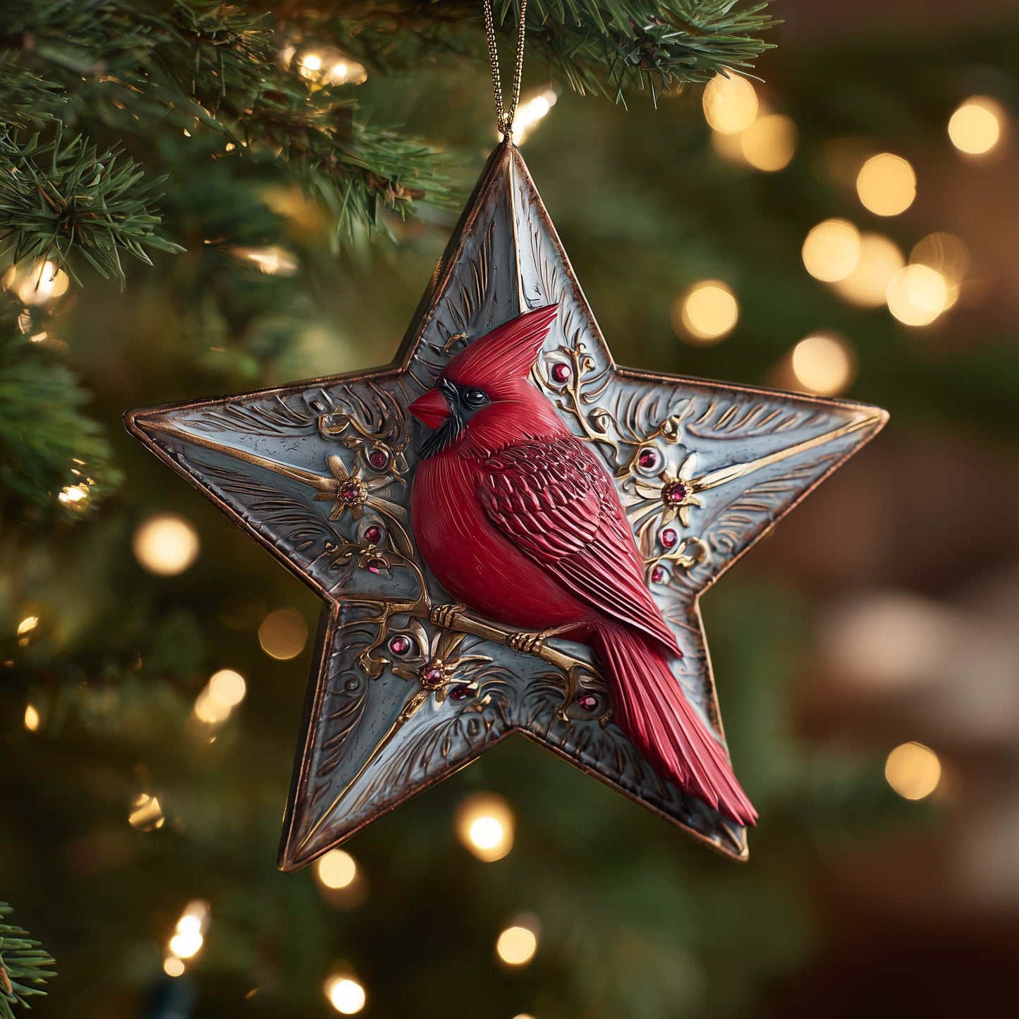 Star Cardinal Christmas Mica Ornament GFSPQM351