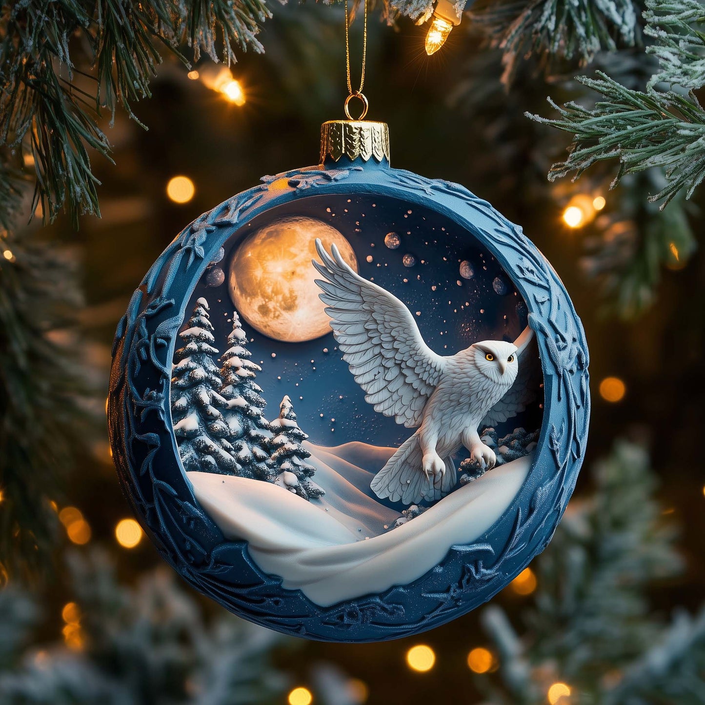 Moonlit Owl Christmas Mica Ornament GFSPQM352