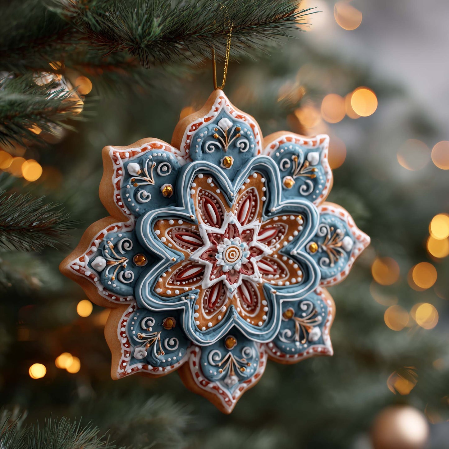 Gingerbread Snowflake Christmas Mica Ornament GFSPQM35