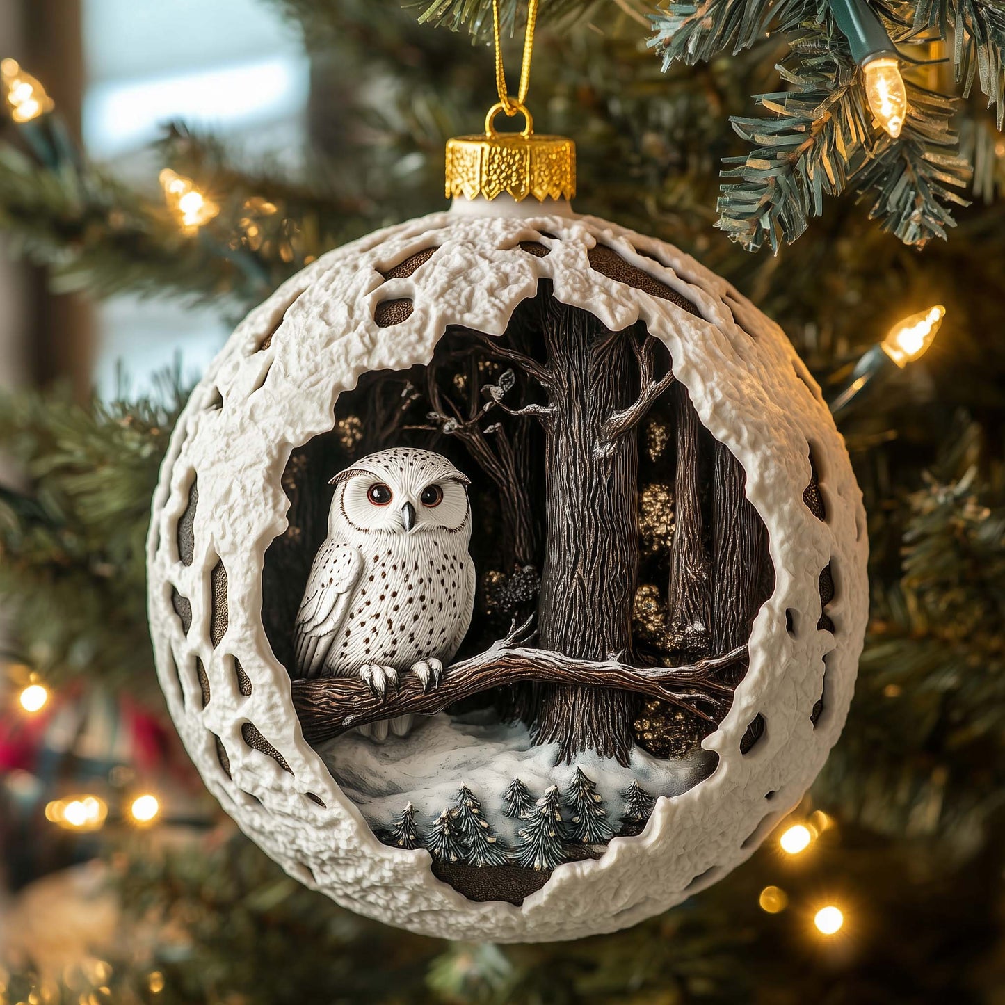 Forest Owl Christmas Mica Ornament GFSPQM362