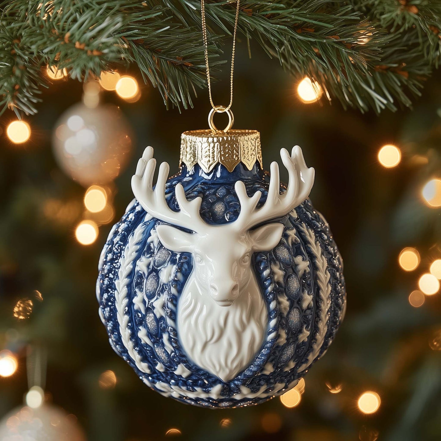 Blue Reindeer Christmas Mica Ornament GFSPQM365