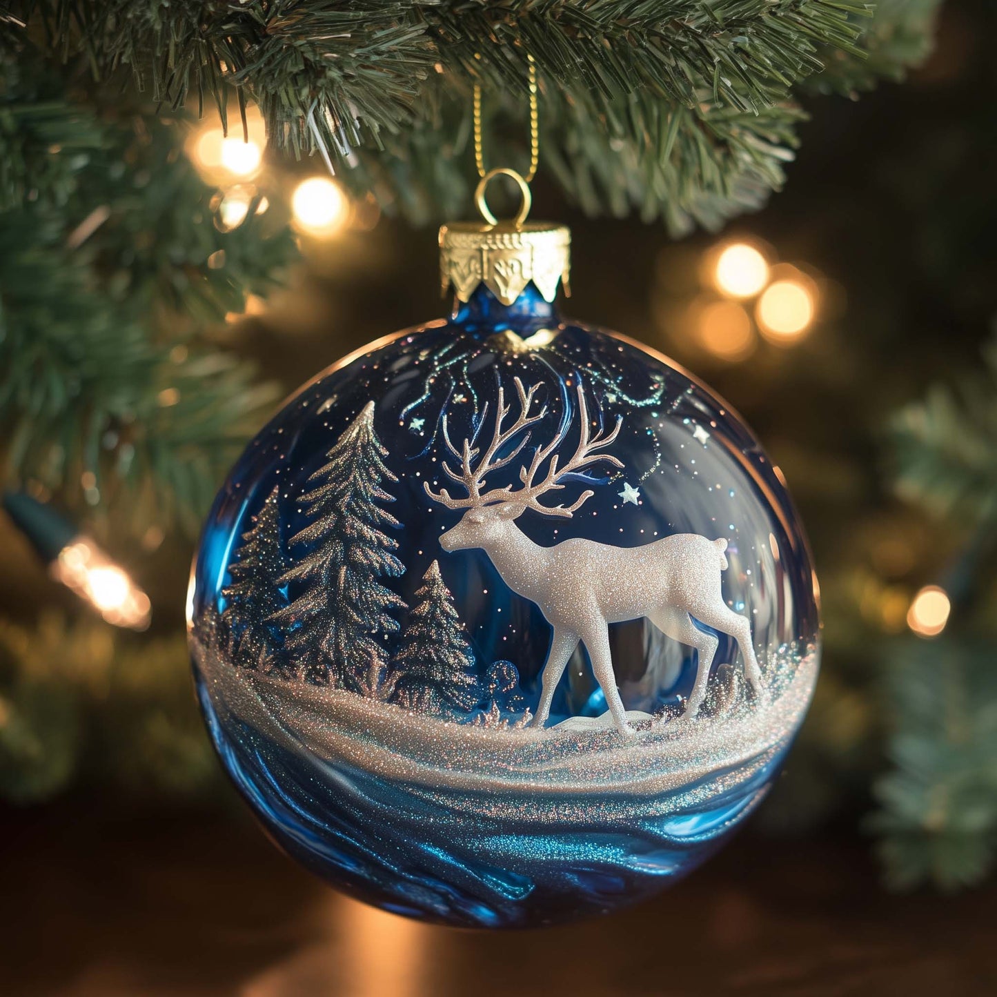 Winter Reindeer Christmas Mica Ornament GFSPQM366