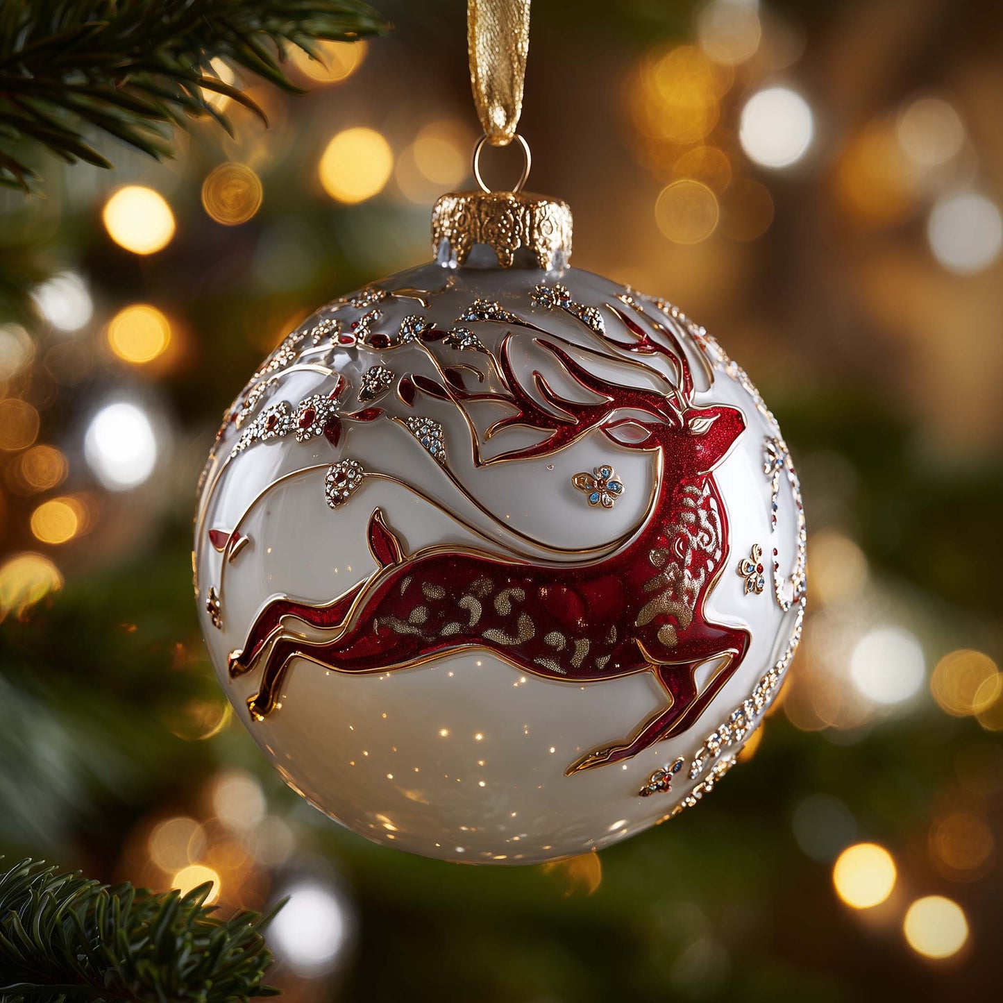 Leaping Reindeer Christmas Mica Ornament GFSPQM367