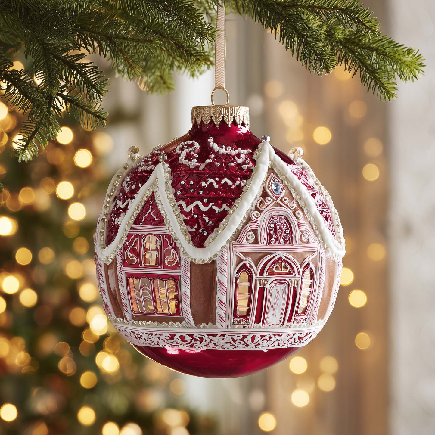 Gingerbread Bauble Christmas Mica Ornament GFSPQM368