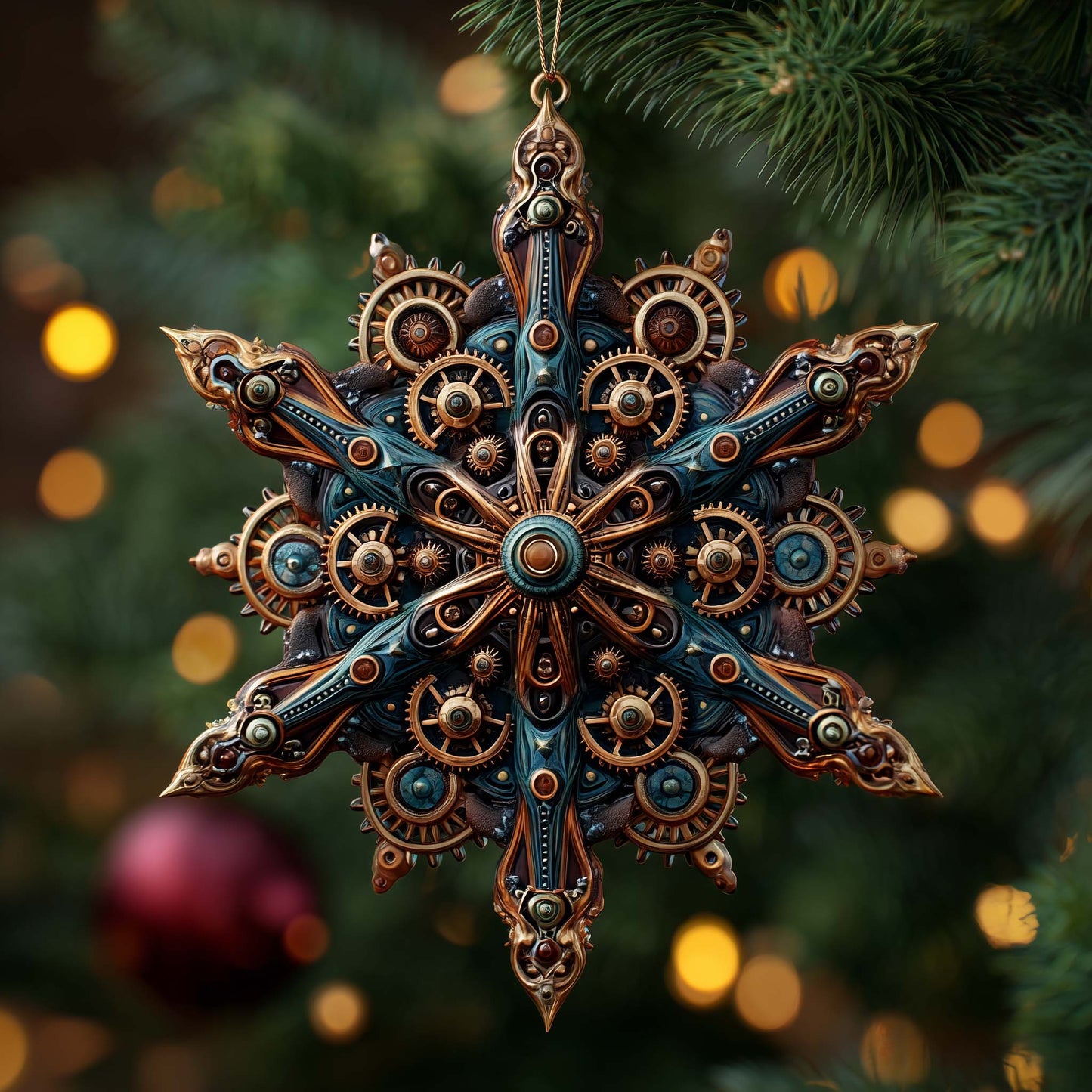 Steampunk Snowflake Christmas Mica Ornament GFSPQM37