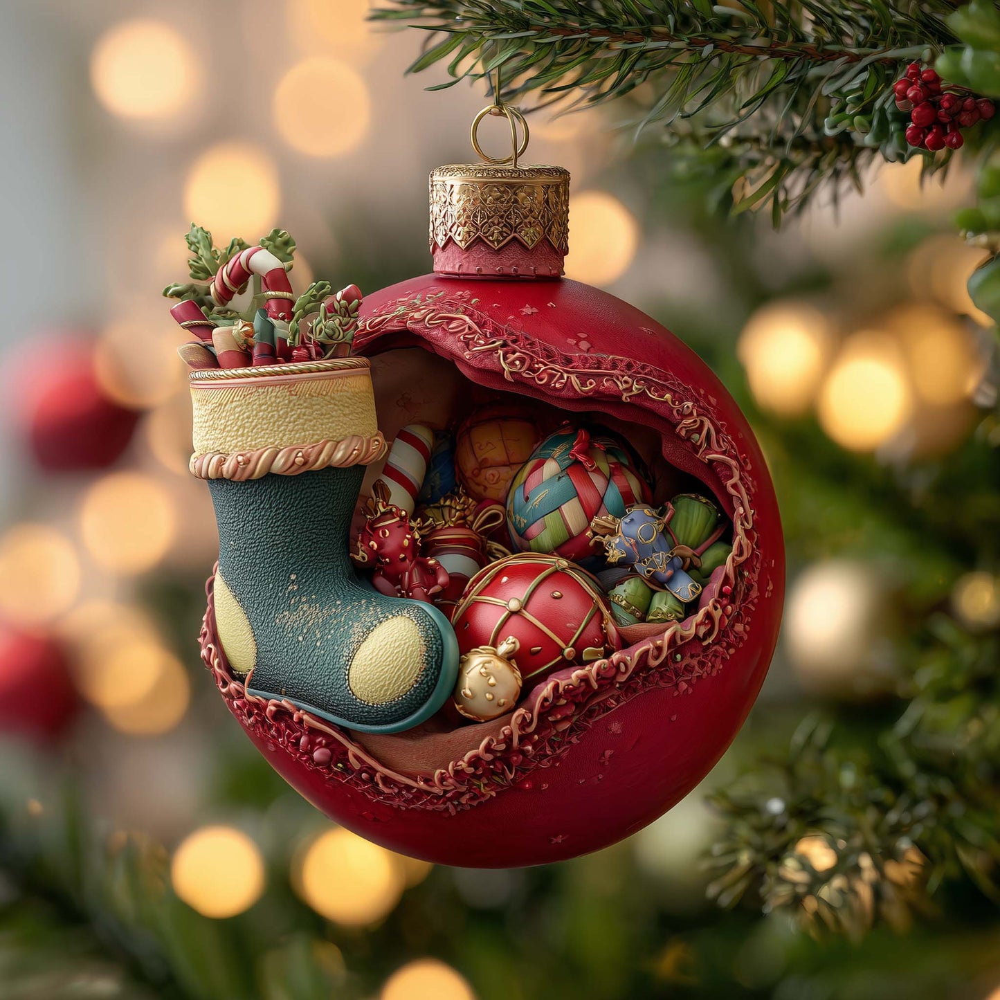 Filled Stocking Christmas Mica Ornament GFSPQM374