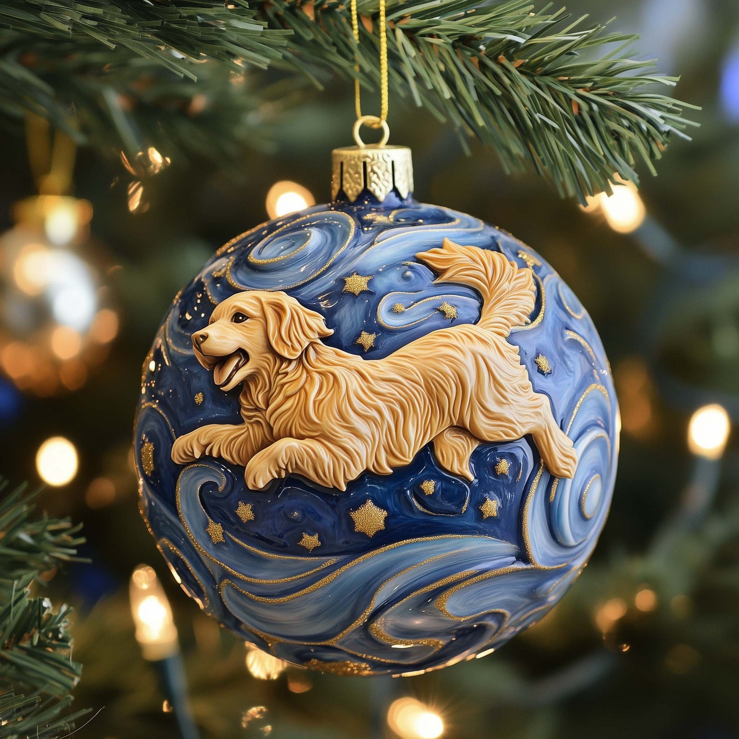 Flying Golden Christmas Mica Ornament GFSPQM426