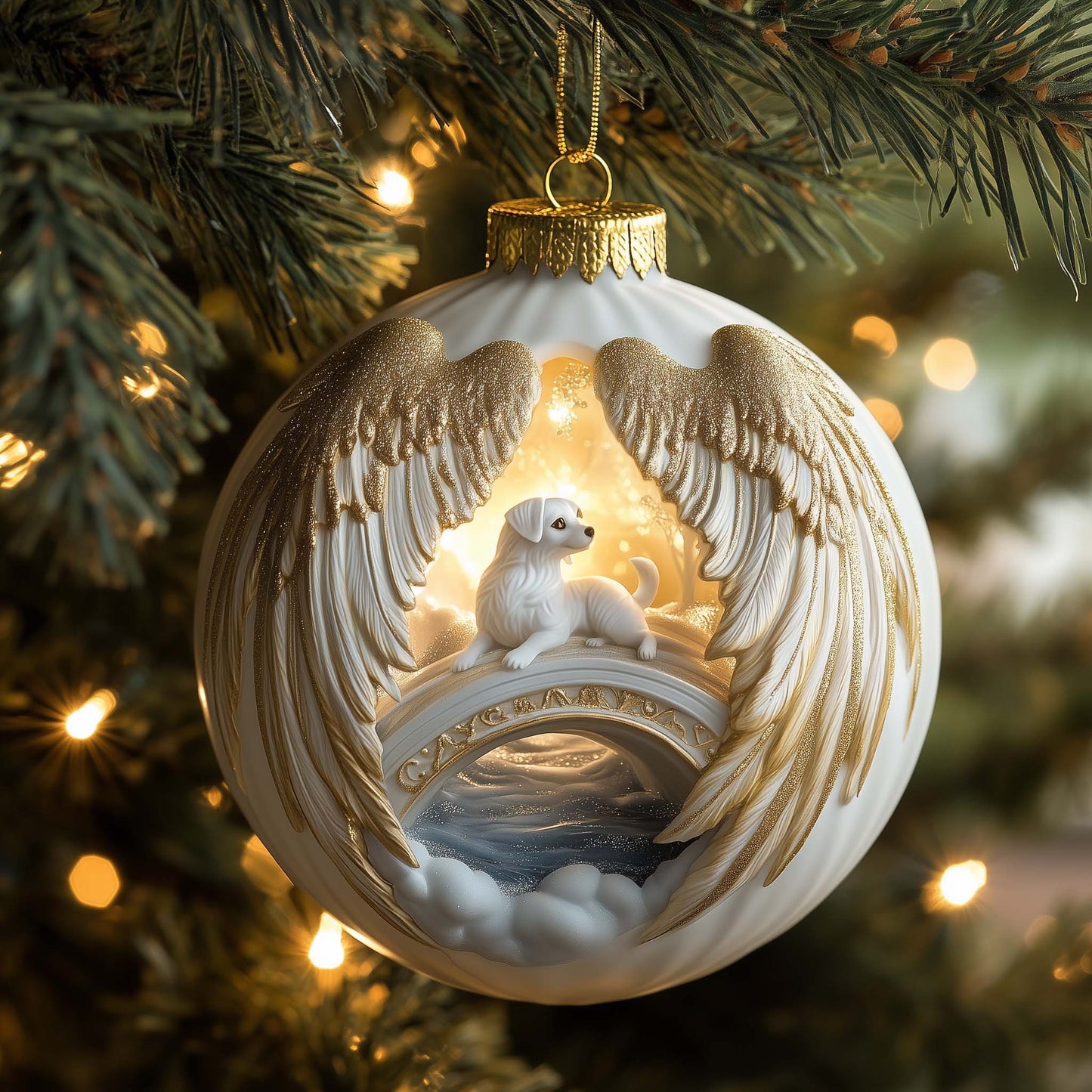 Angel Dog Christmas Mica Ornament GFSPQM430