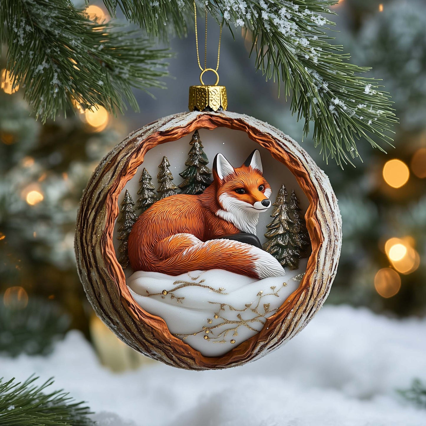 Fox Den Christmas Mica Ornament GFSPQM431