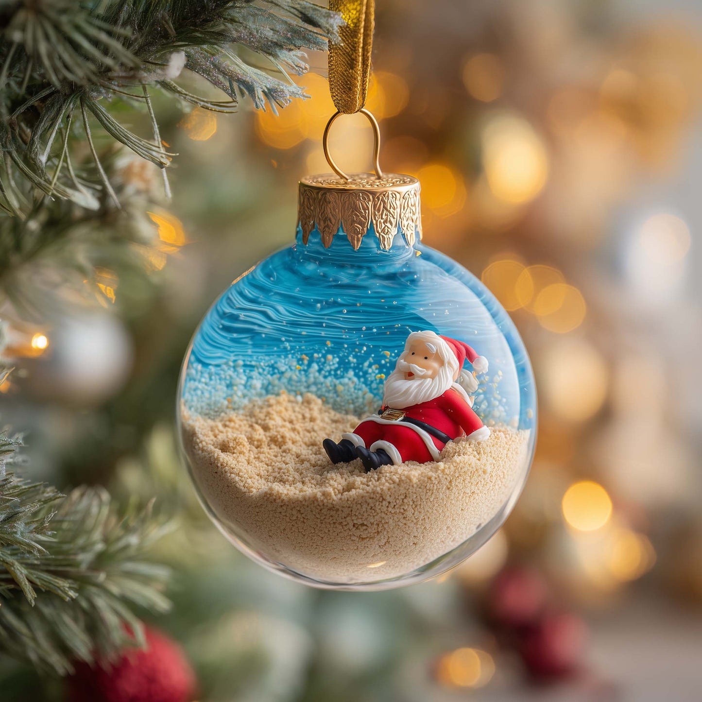 Beach Santa Christmas Mica Ornament GFSPQM459