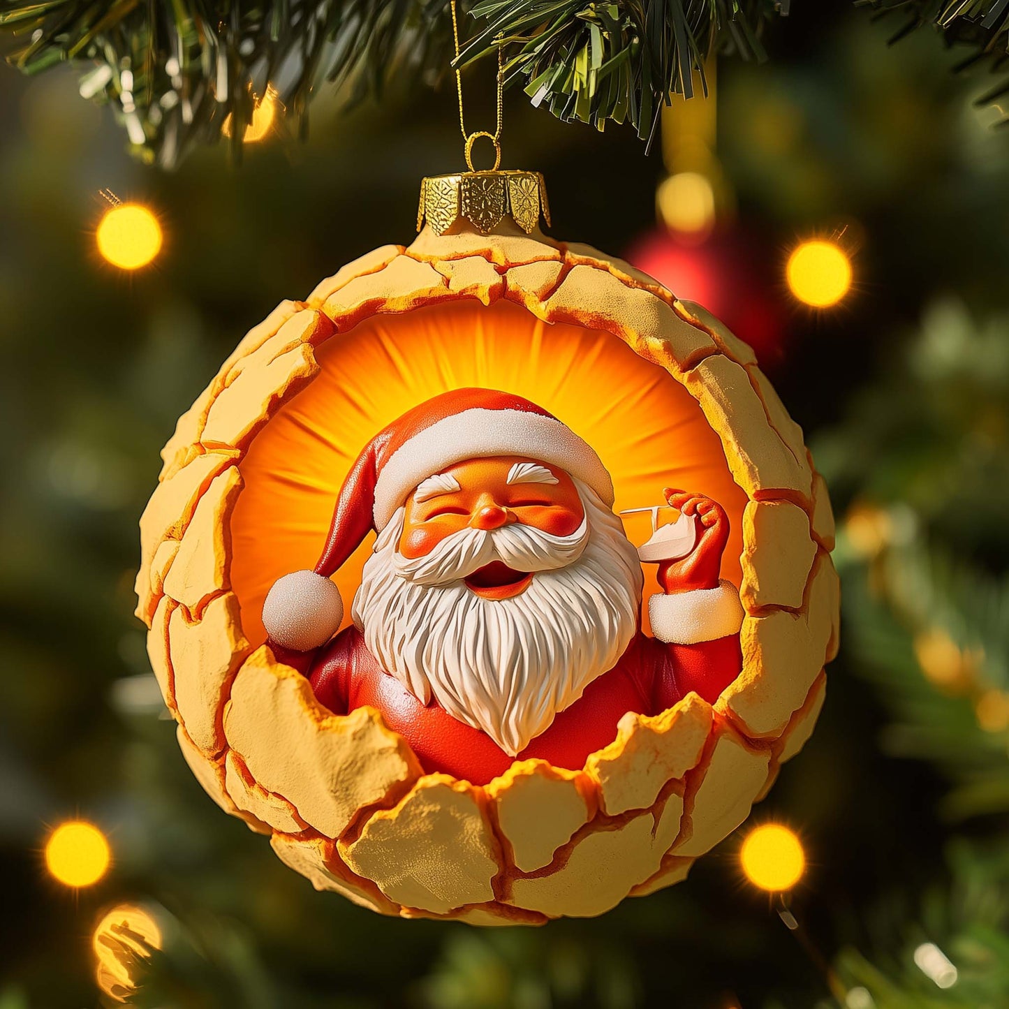 Cracked Santa Christmas Mica Ornament GFSPQM461