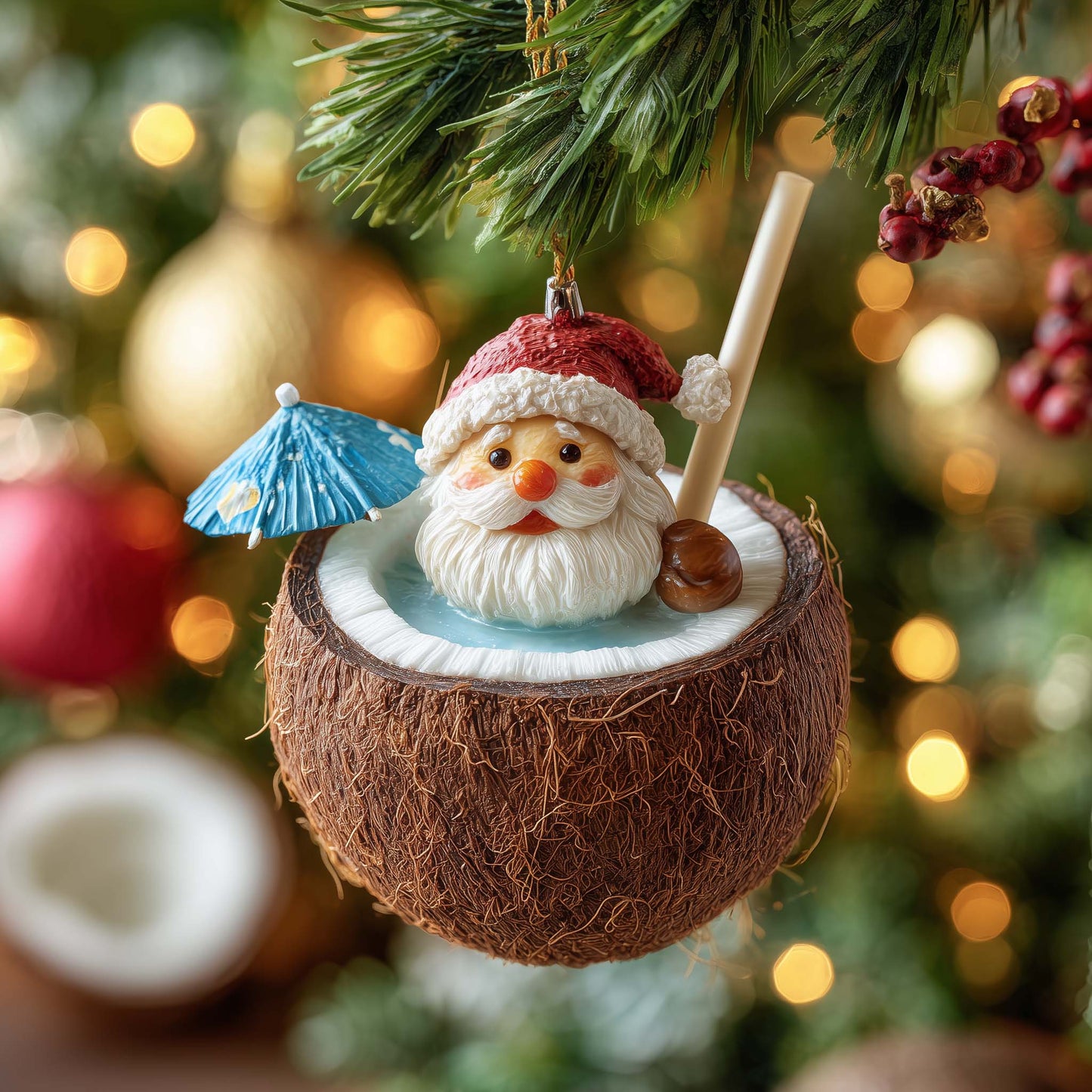 Beach Santa Christmas Mica Ornament GFSPQM463