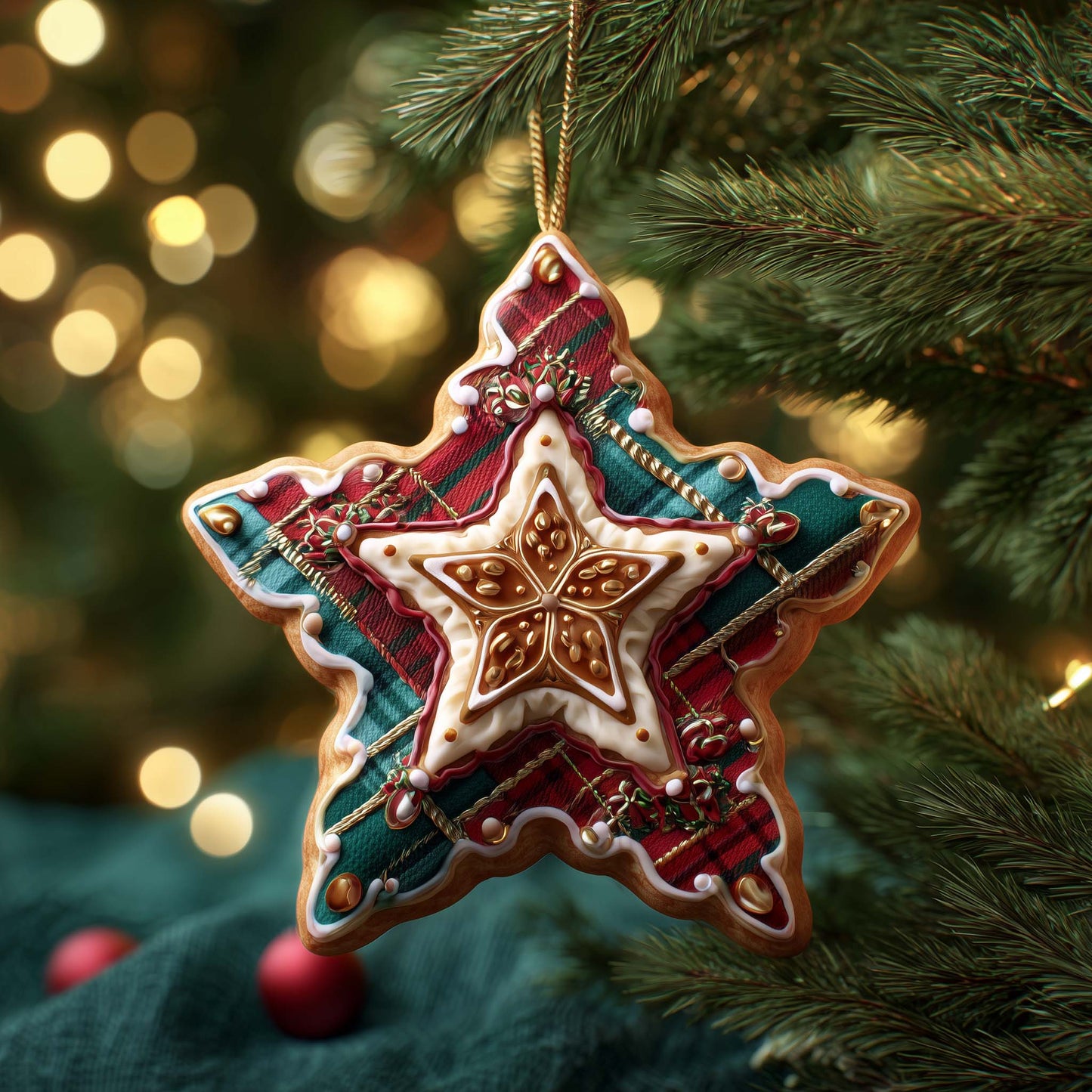 Plaid Star Christmas Mica Ornament GFSPQM52