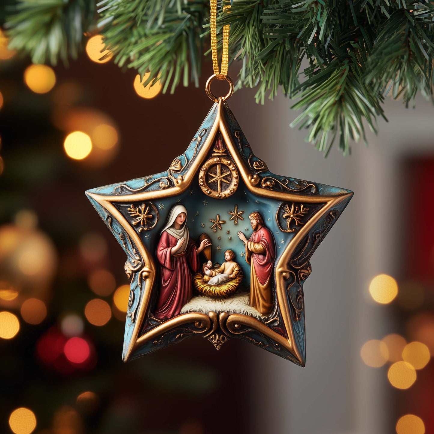 Nativity Star Christmas Mica Ornament GFSPQM54