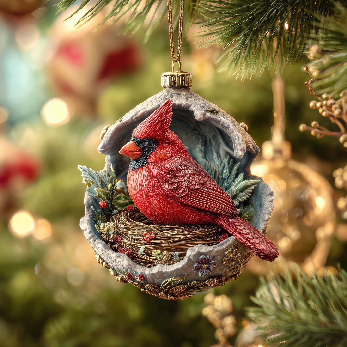 Nested Cardinal Christmas Mica Ornament GFSPQM96