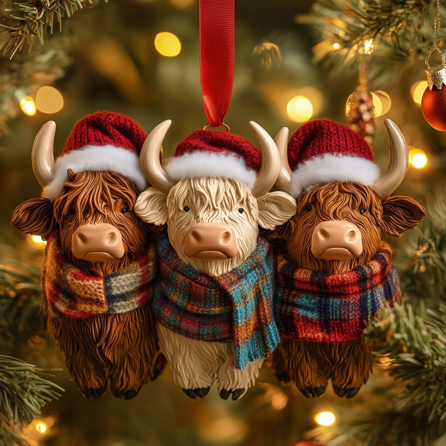 Highland Cow Christmas Mica Ornament GFSPTG04