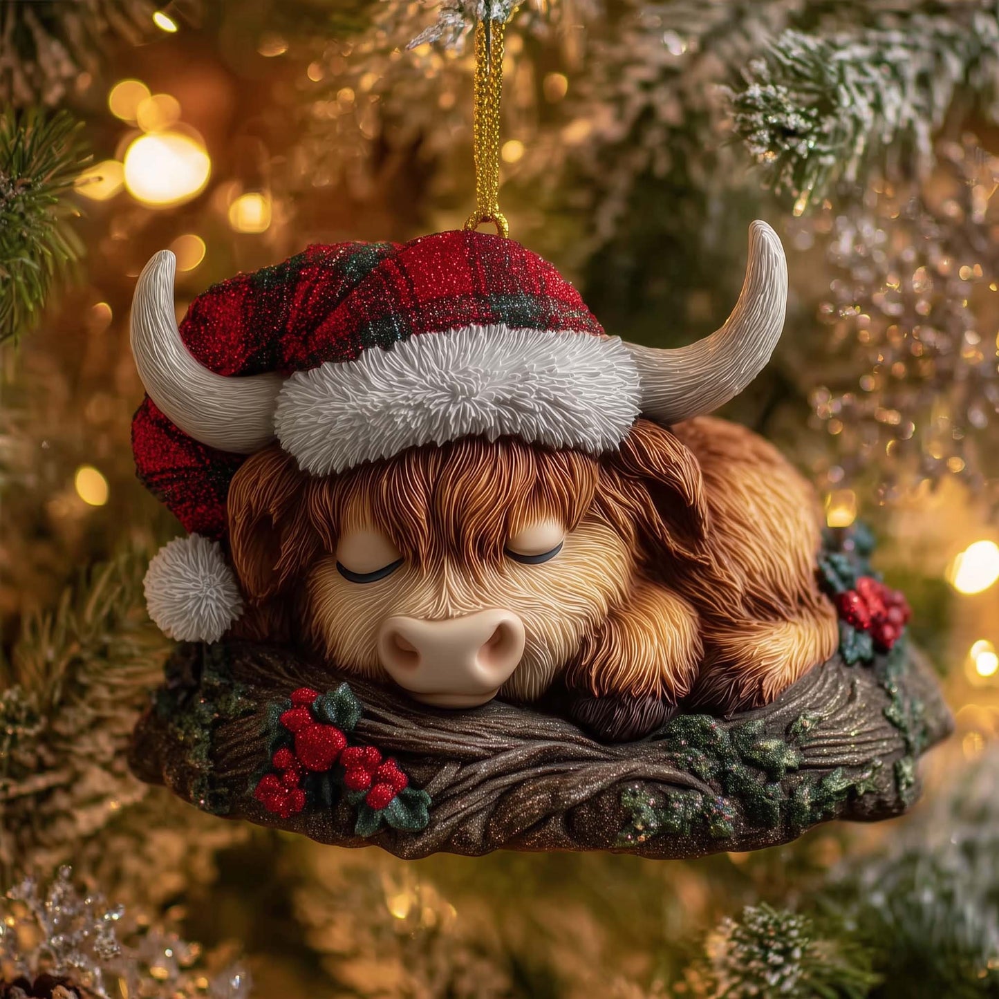 Highland Cow Christmas Mica Ornament GFSPTG05