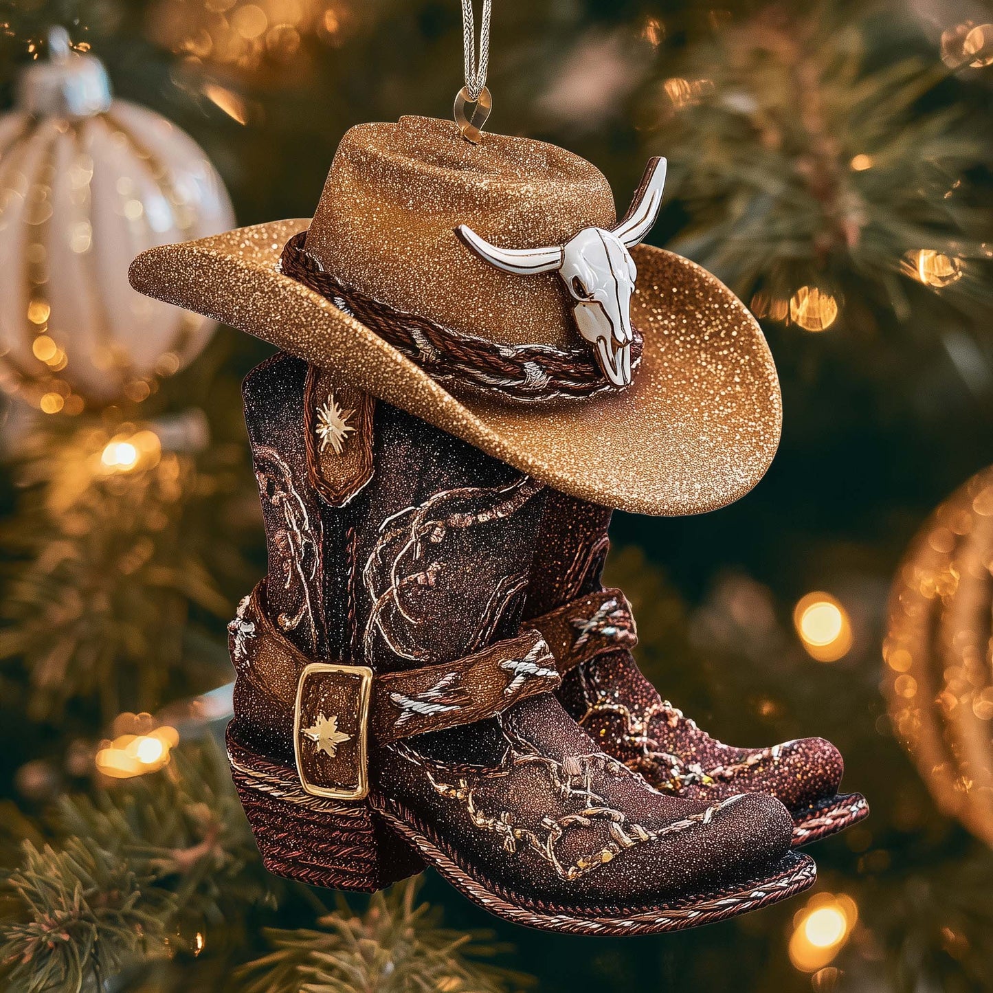 Western Holiday Spirit Christmas Mica Ornament GFSPTG39