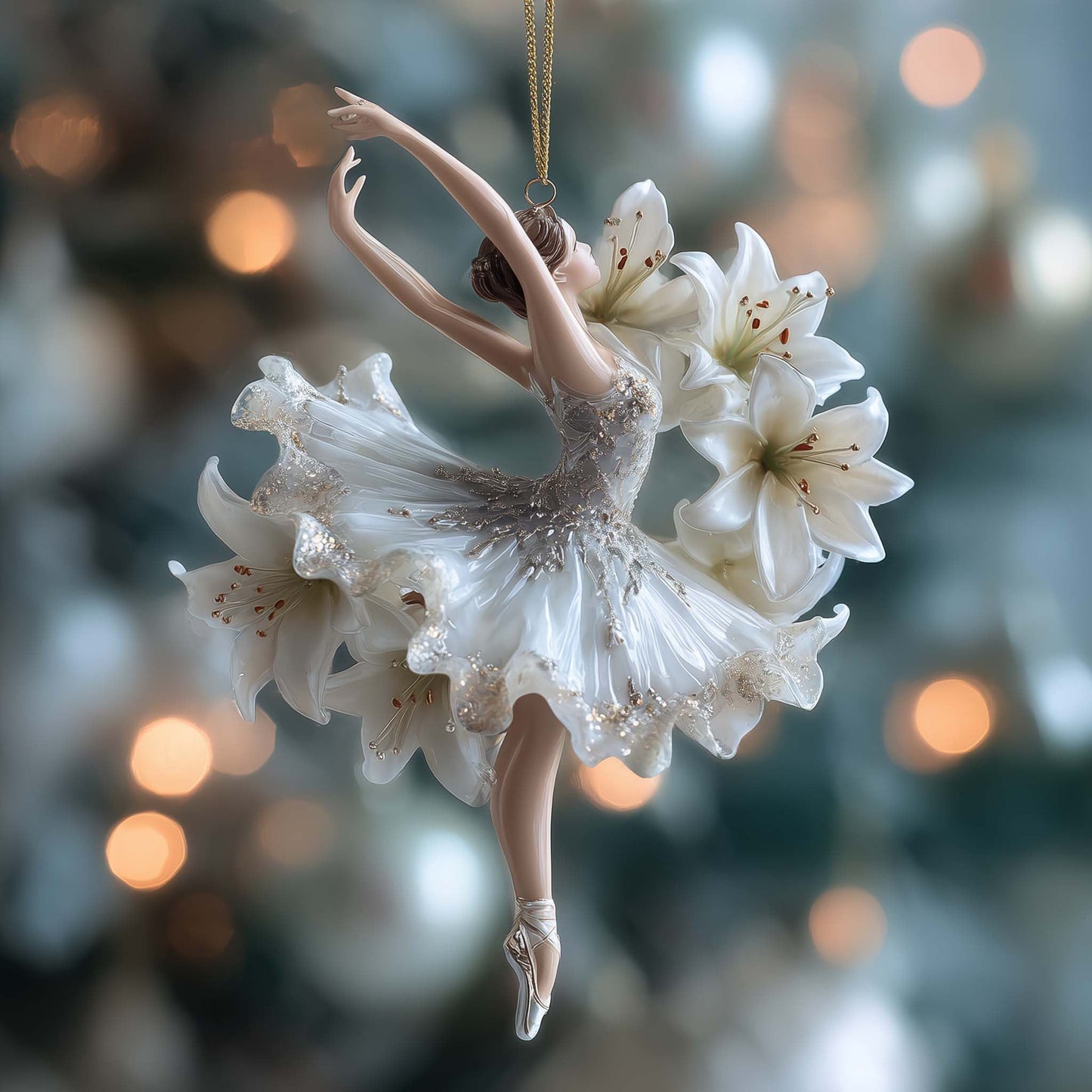 Floral Ballerina Christmas Mica Ornament GFSPTG57