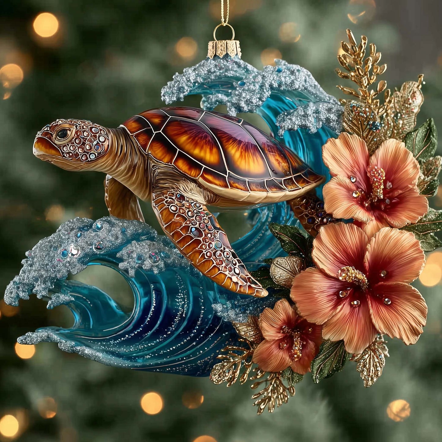Turtle Drift Christmas Mica Ornament GFSPTG85