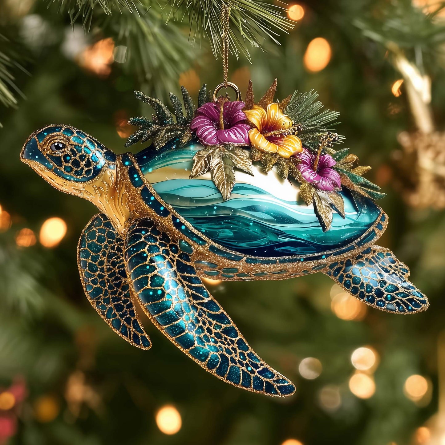 Turtle Drift Christmas Mica Ornament GFSPTG86