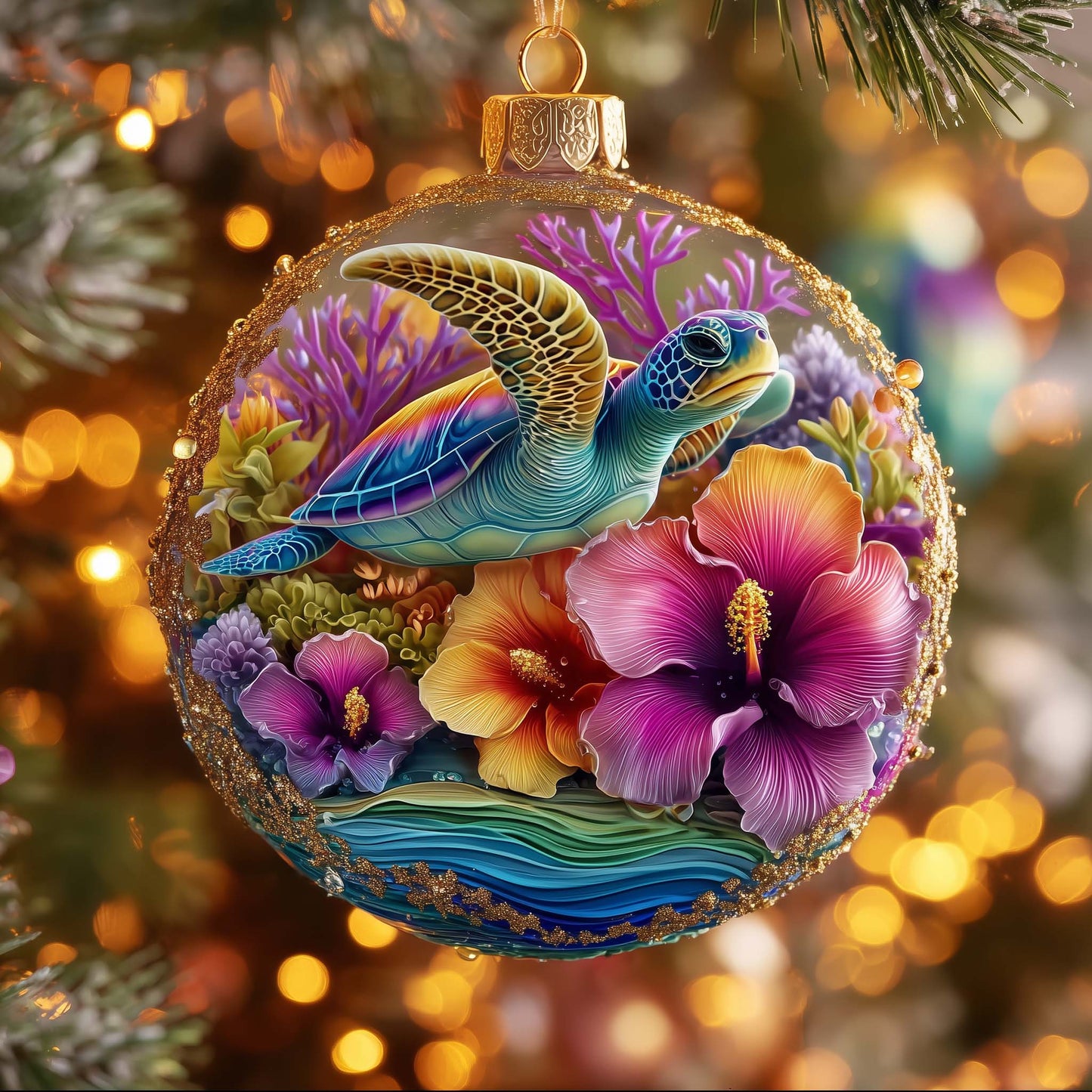 Turtle Drift Christmas Mica Ornament GFSPTG89
