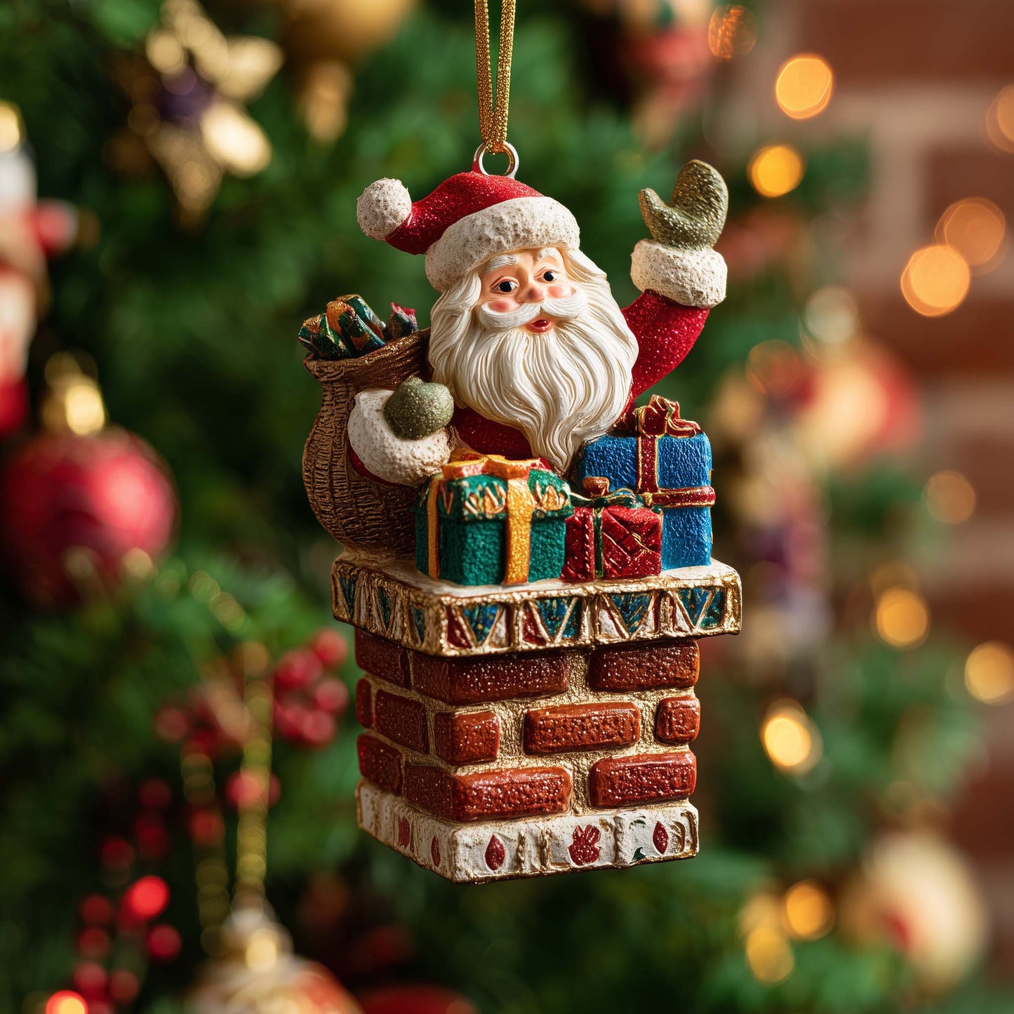 Santa Workshop Christmas Mica Ornament GFSPTP48