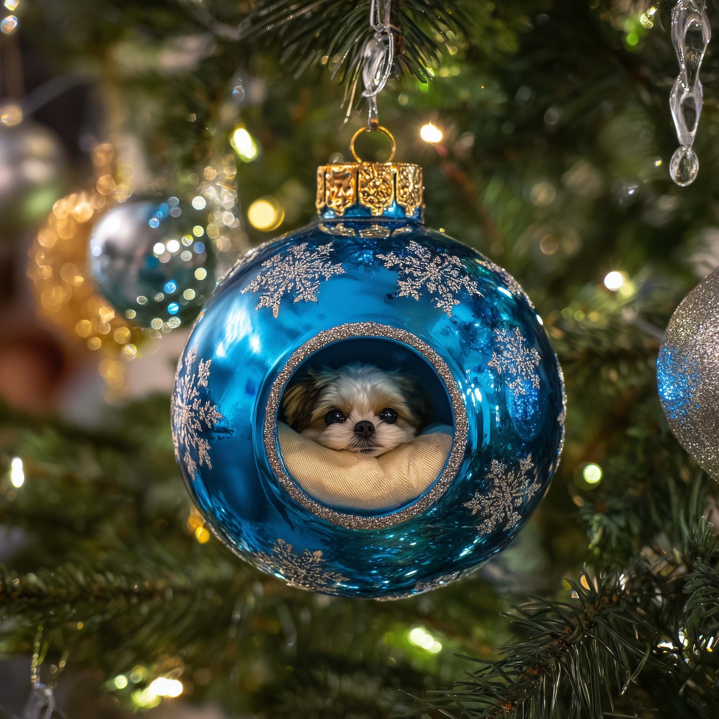 Shih Tzu Nest Christmas Mica Ornament GFSPYC105