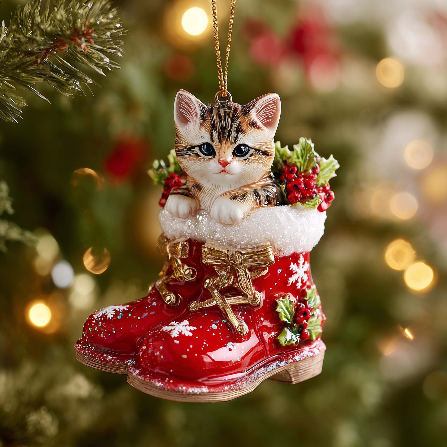 Cozy Cat Christmas Mica Ornament GFSPYC137
