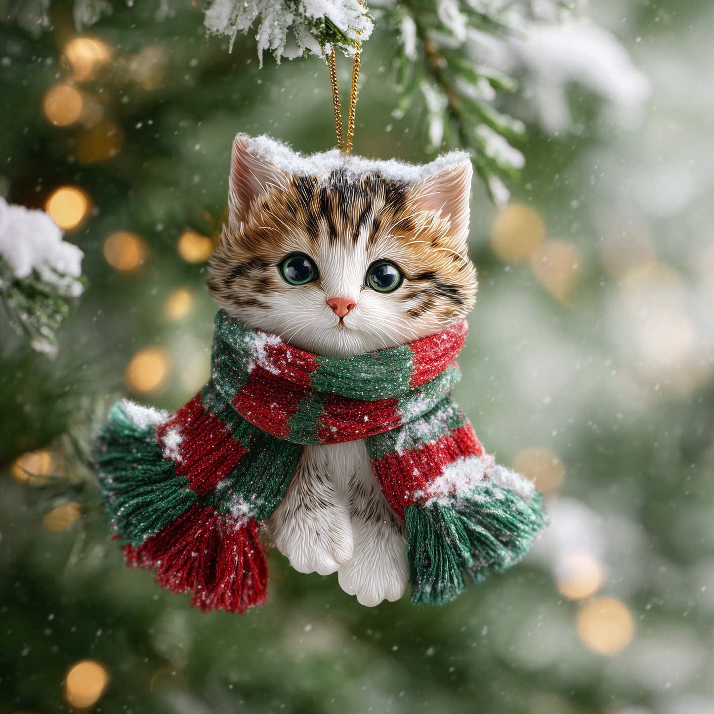 Cozy Cat Christmas Mica Ornament GFSPYC138