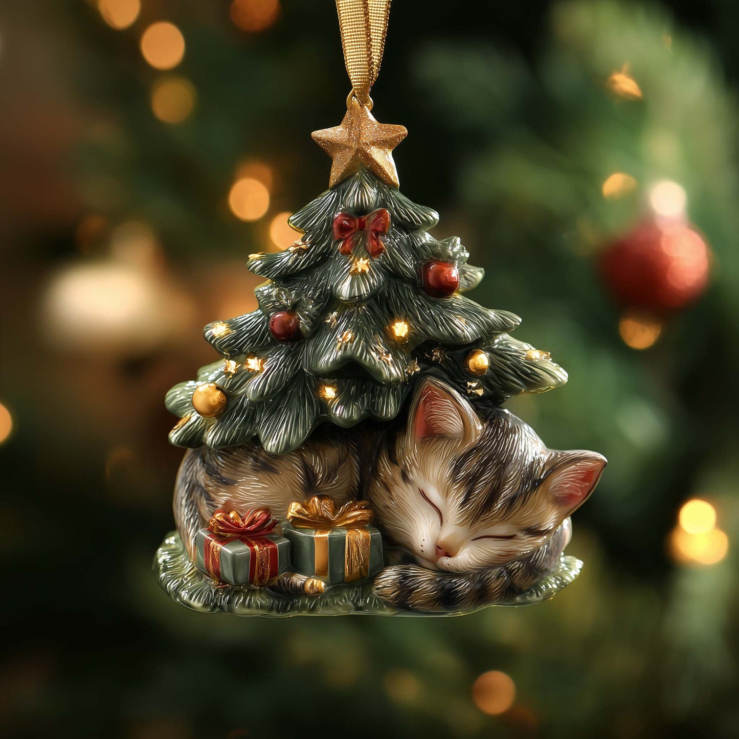 Cozy Cat Christmas Mica Ornament GFSPYC141