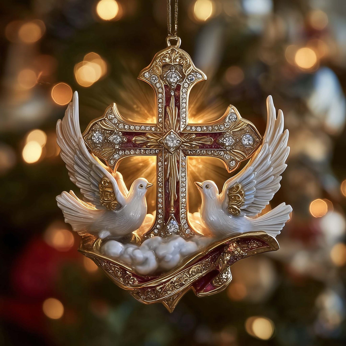 Sacred Cross Christmas Mica Ornament GFSPYC15