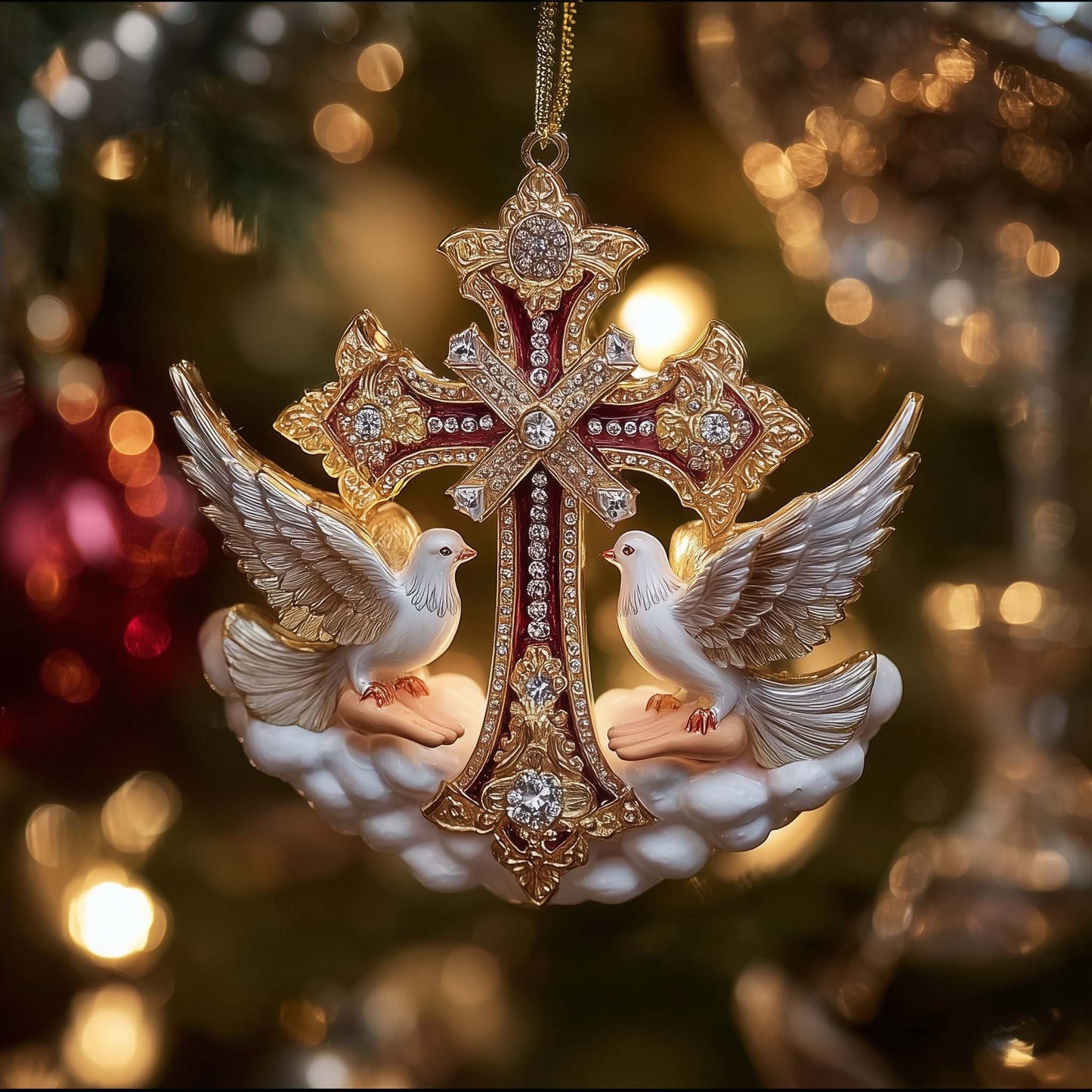 Sacred Cross Christmas Mica Ornament GFSPYC16