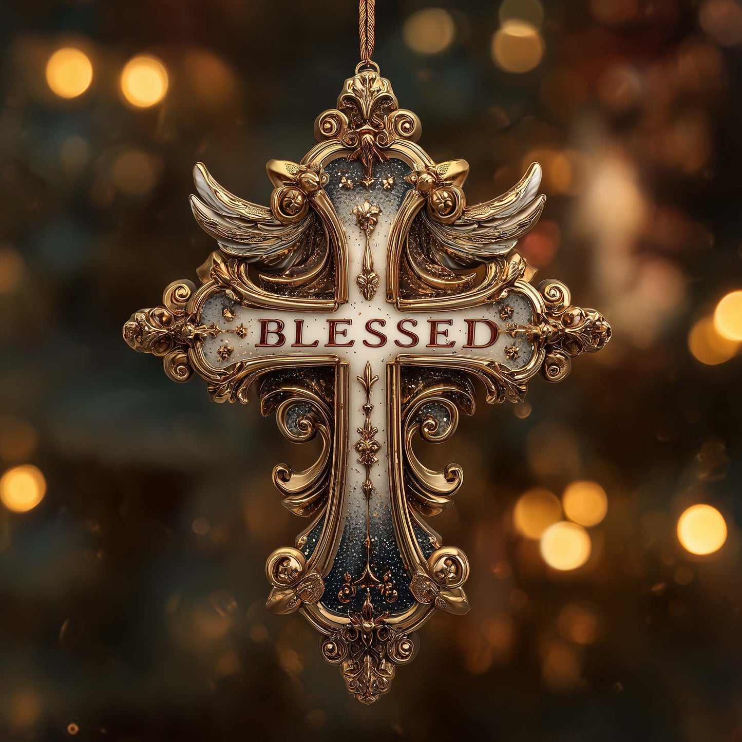 Sacred Cross Christmas Mica Ornament GFSPYC17