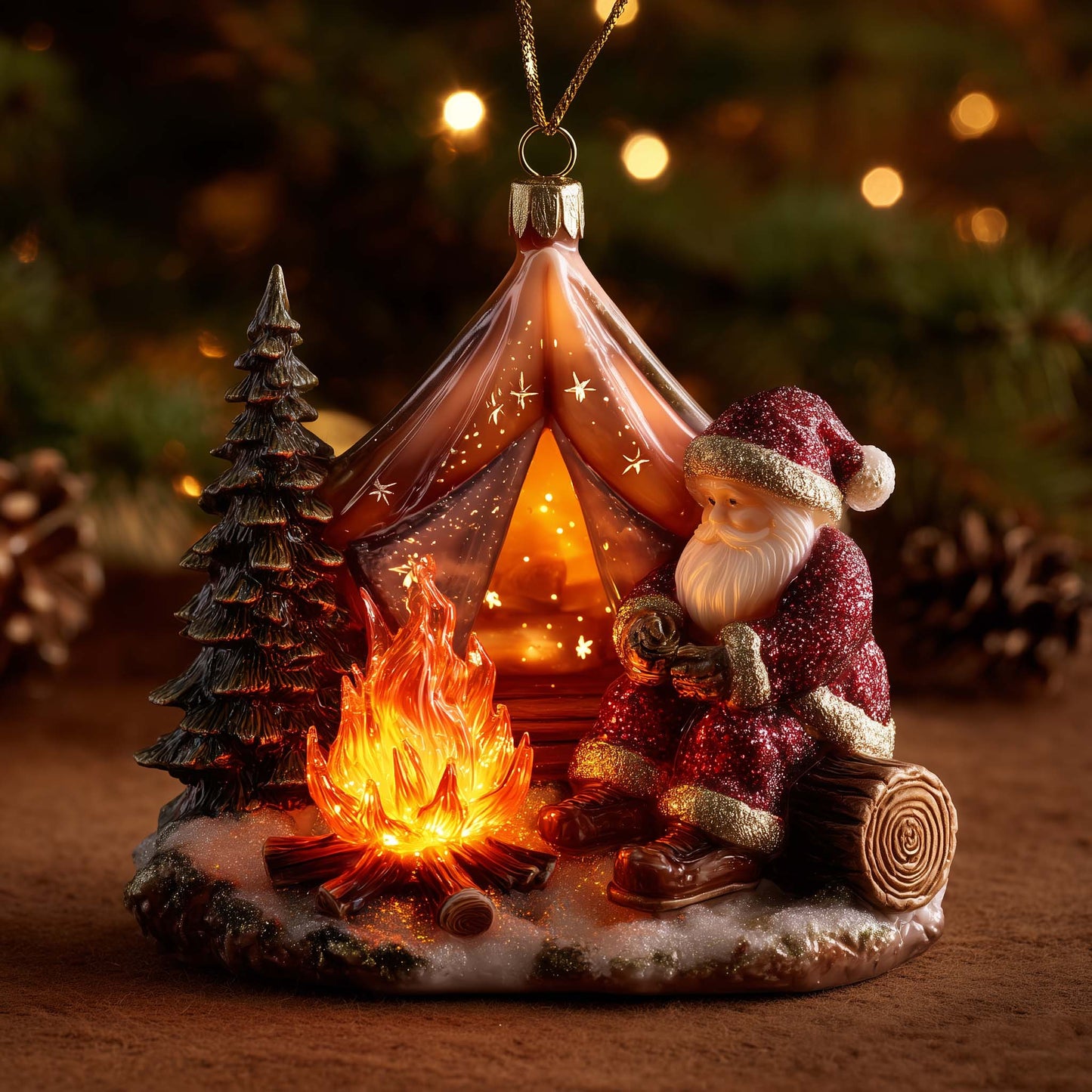 Festive Camping Christmas Mica Ornament GFSPYC176