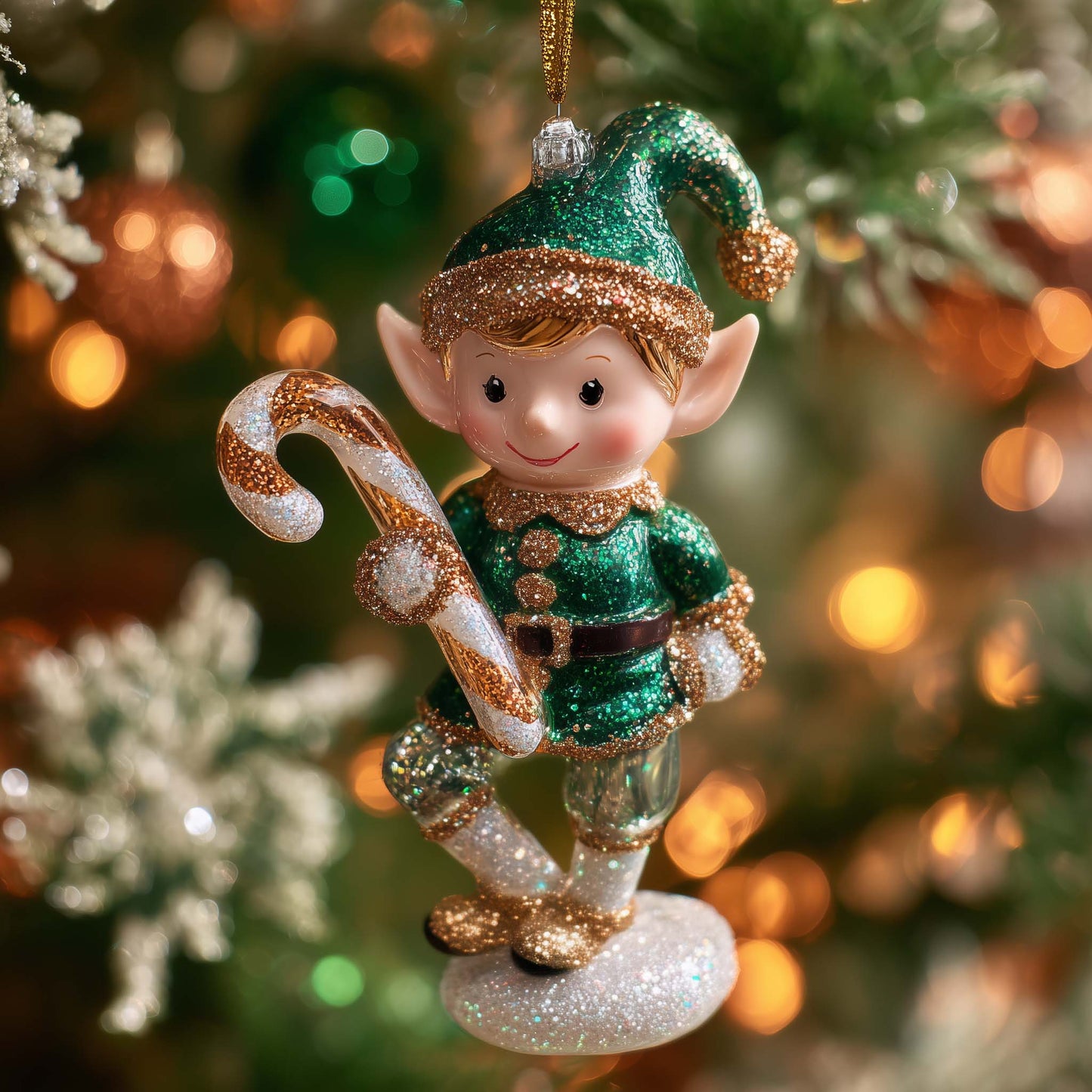 Jolly Elf Christmas Mica Ornament GFSPYC51