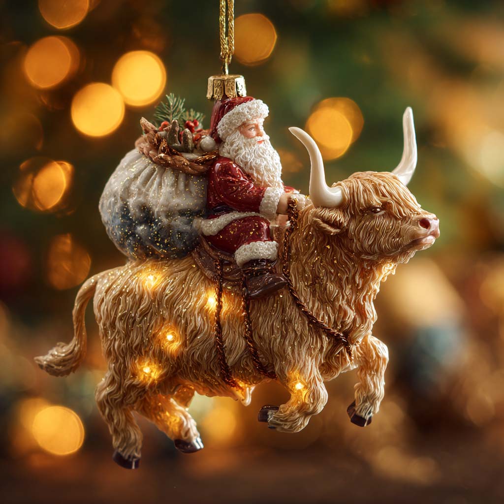 Highland Santa Christmas Mica Ornament GFSPYC95