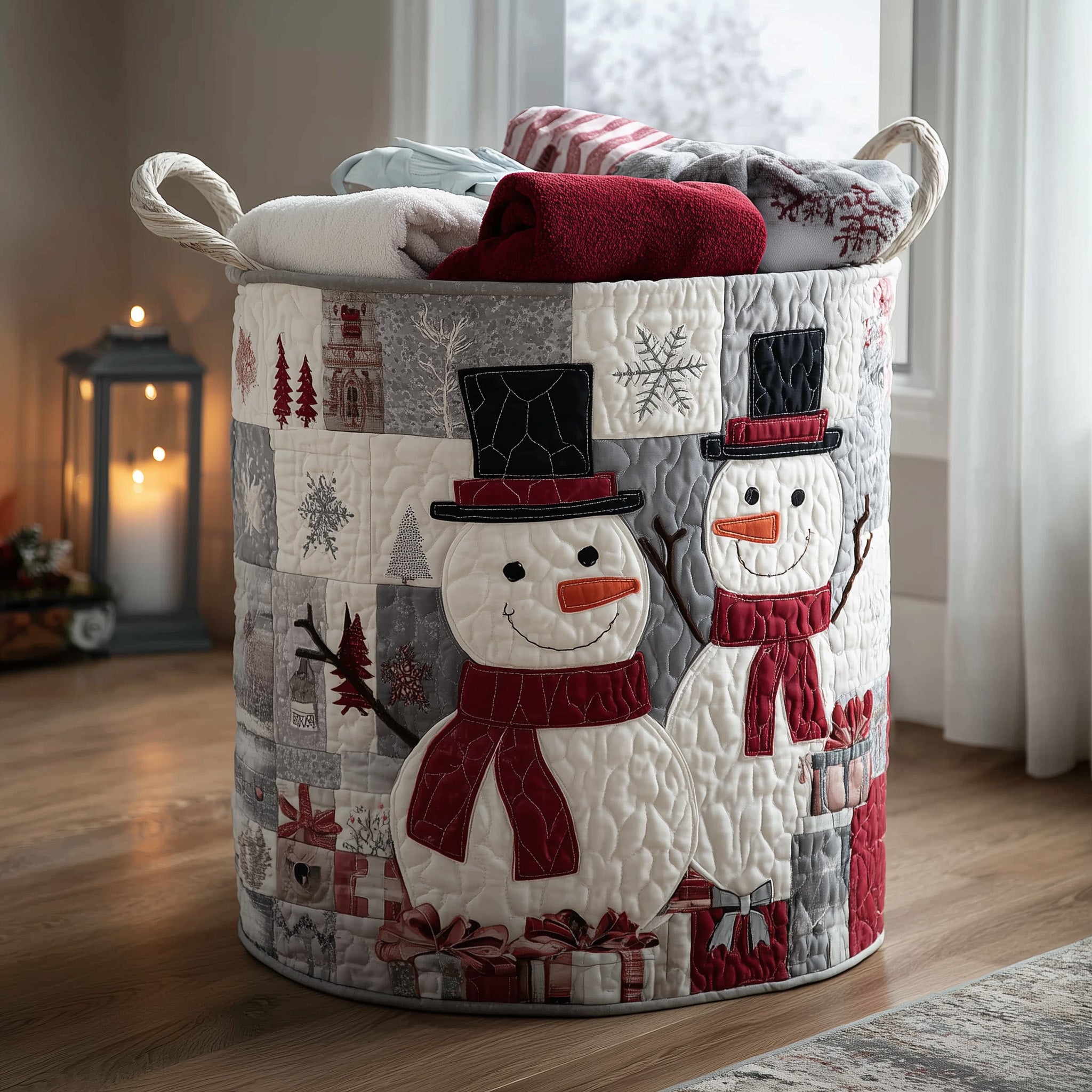 Festive Snowman Quilted Laundry Basket GFTOHD10119 – Patchique Store