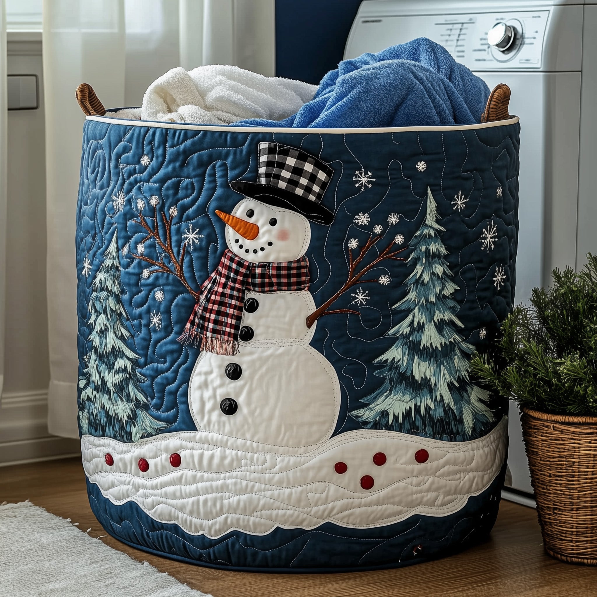 Festive Snowman Quilted Laundry Basket GFTOHD10134 – Patchique Store