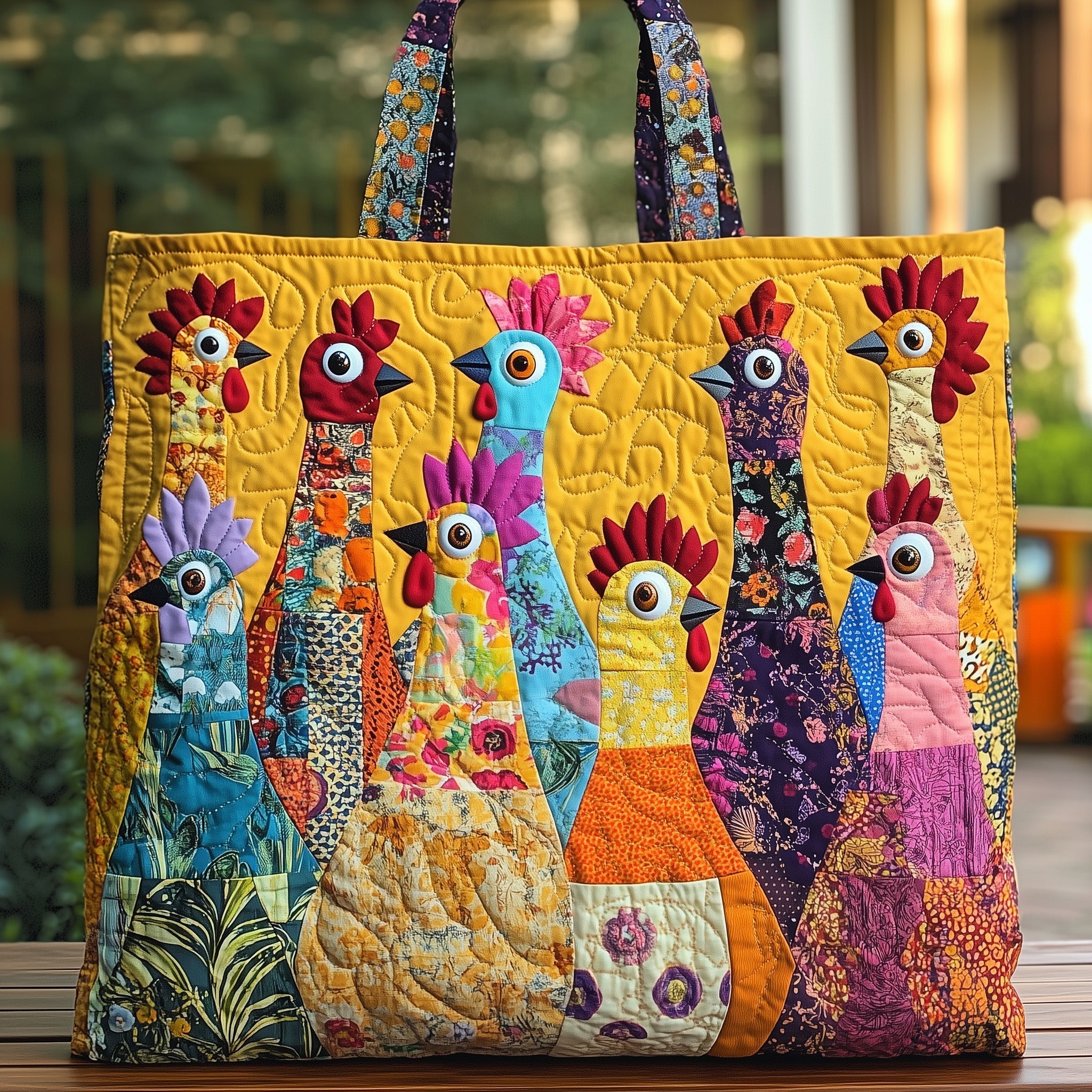 Funky Chicken Quilted Laundry Basket main image 1