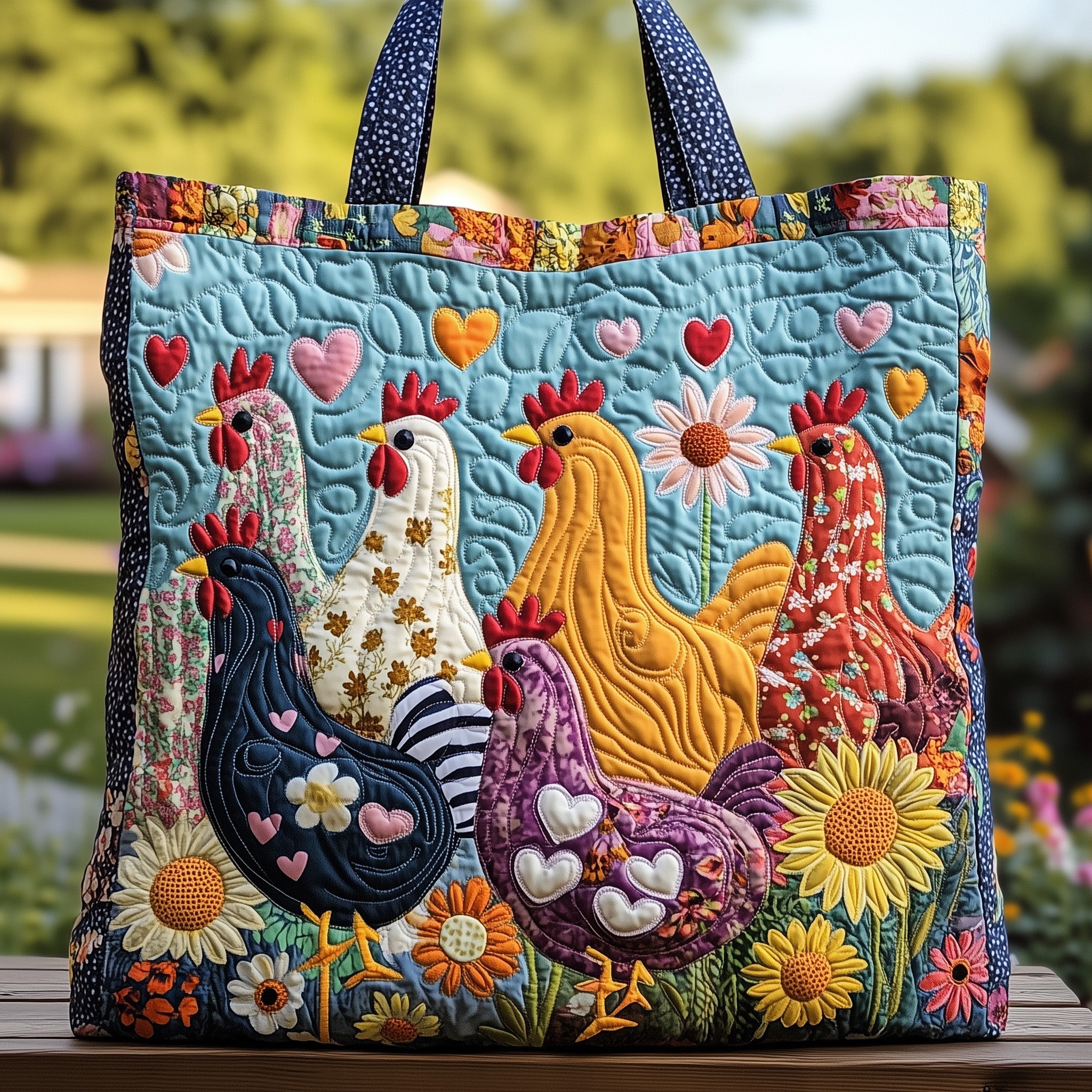 Funky Chicken Quilted Laundry Basket