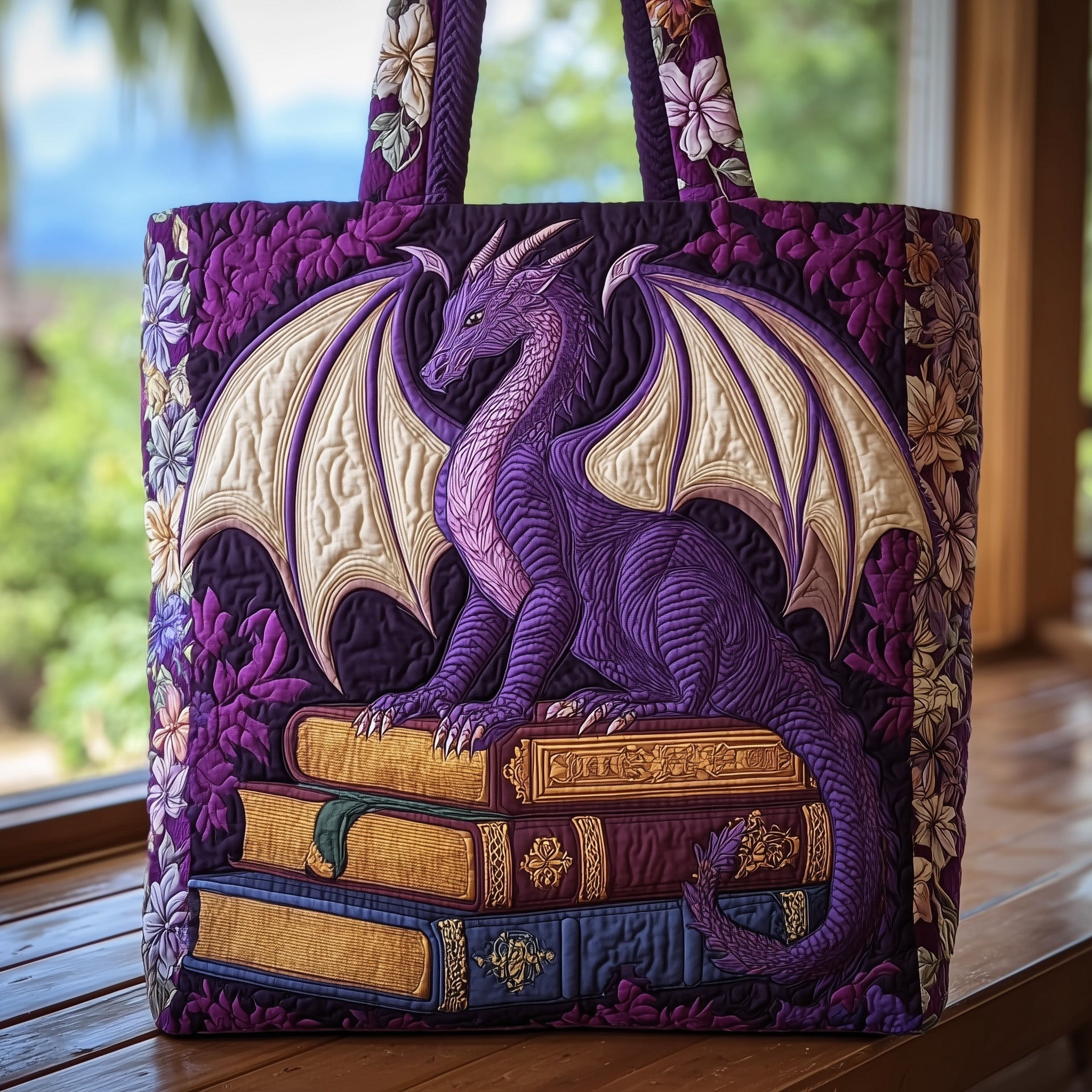 Literary Dragon Quilted Tote Bag GFTOTP8977