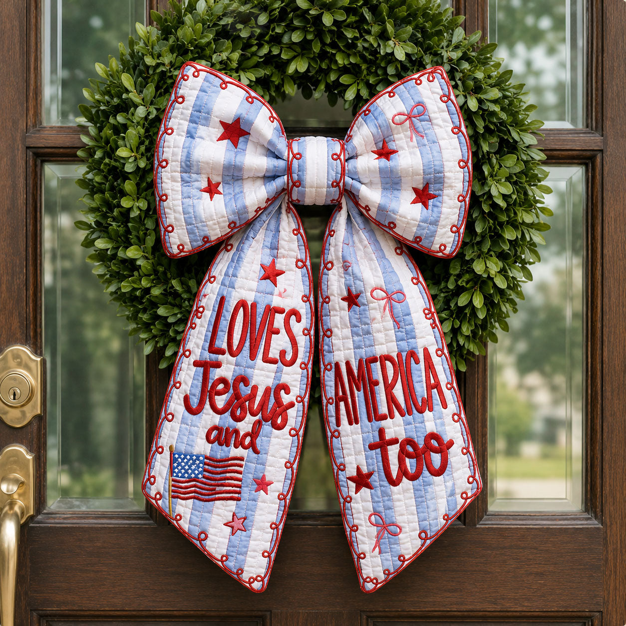 Love Jesus And America Too Quilted Wreath Sash GFTOHNL676